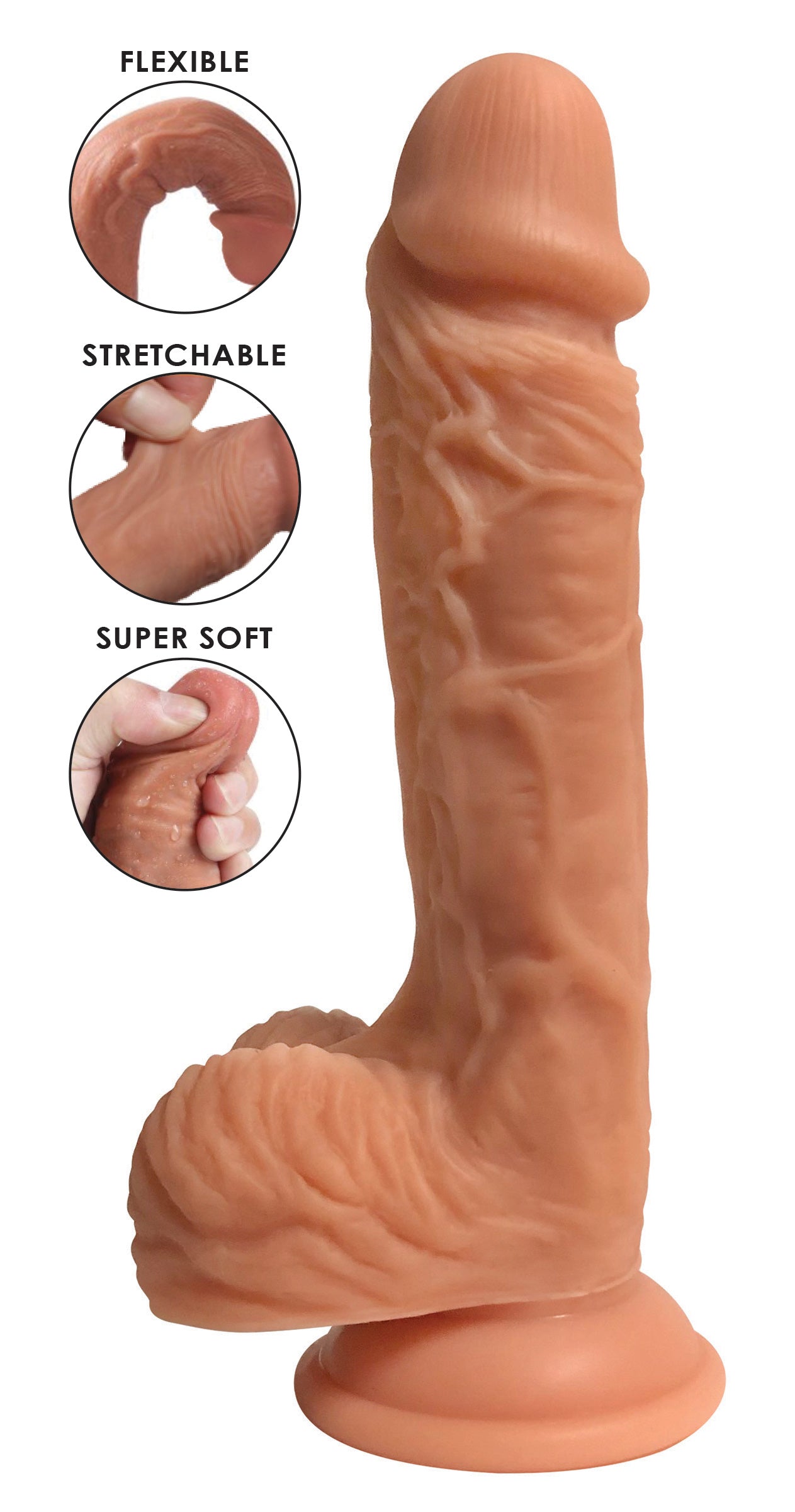 Easy Riders Dual Density Silicone Dildo - 8 Inch - UABDSM