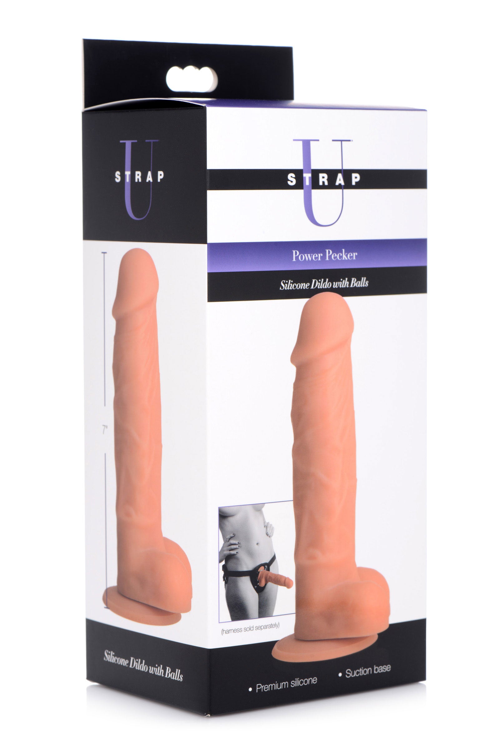 Power Pecker 7 Inch Silicone Dildo with Balls - Flesh - UABDSM