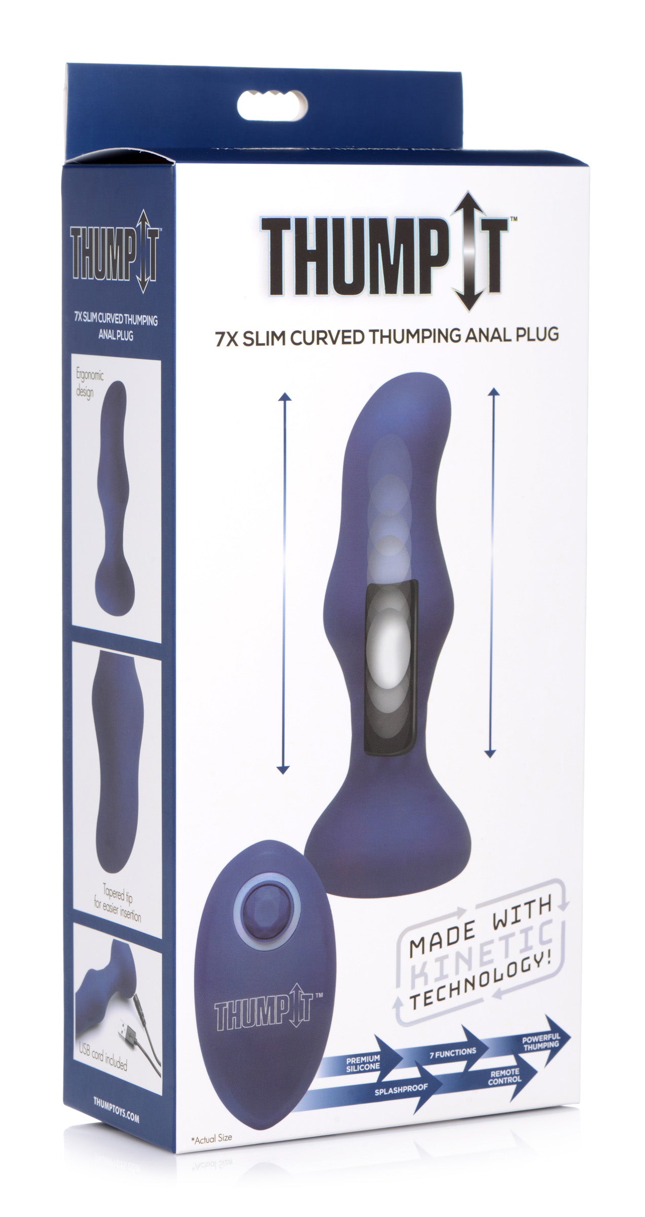 7X Slim Curved Thumping Silicone Anal Plug - UABDSM