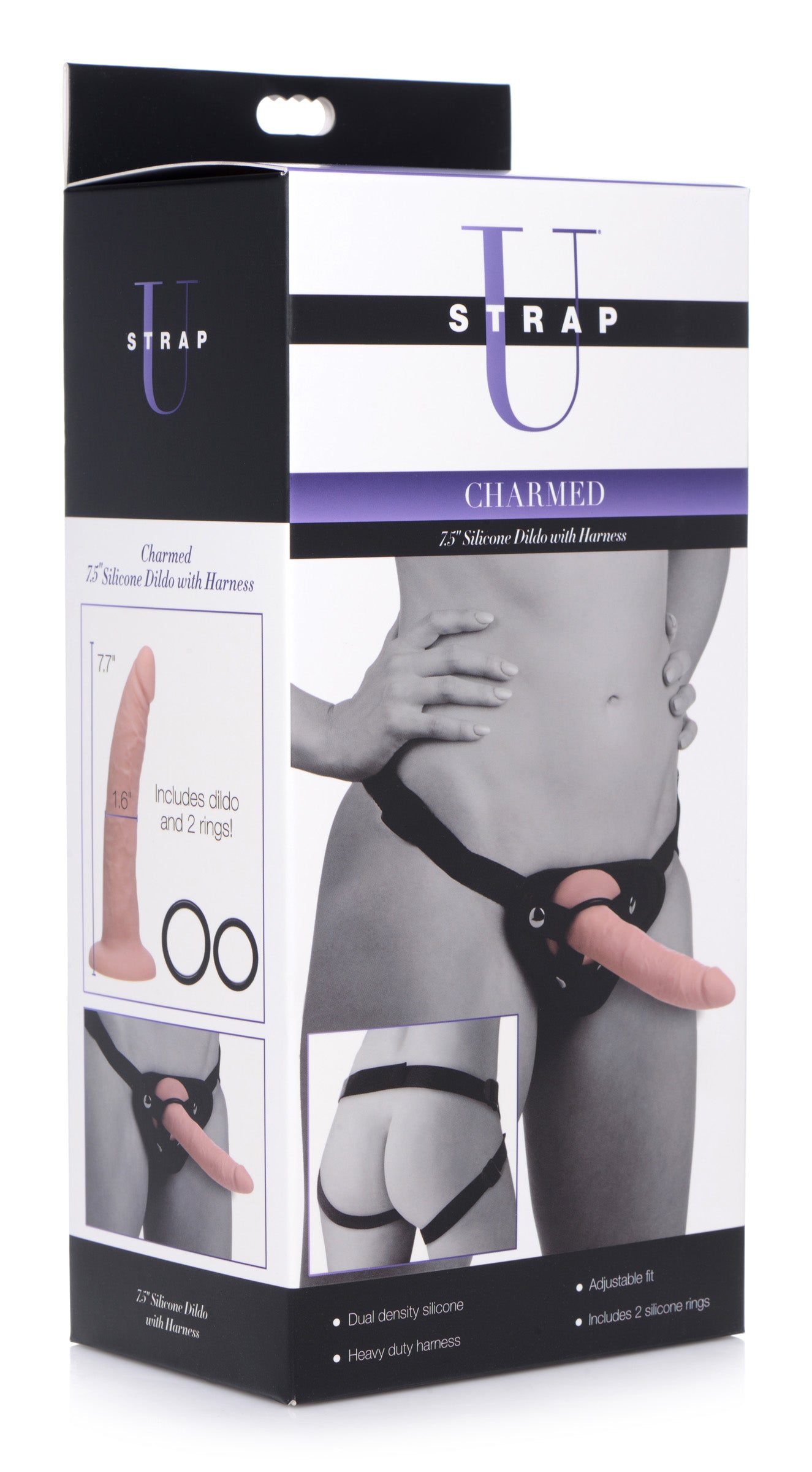 Charmed 7.5 Inch Silicone Dildo with Harness - UABDSM