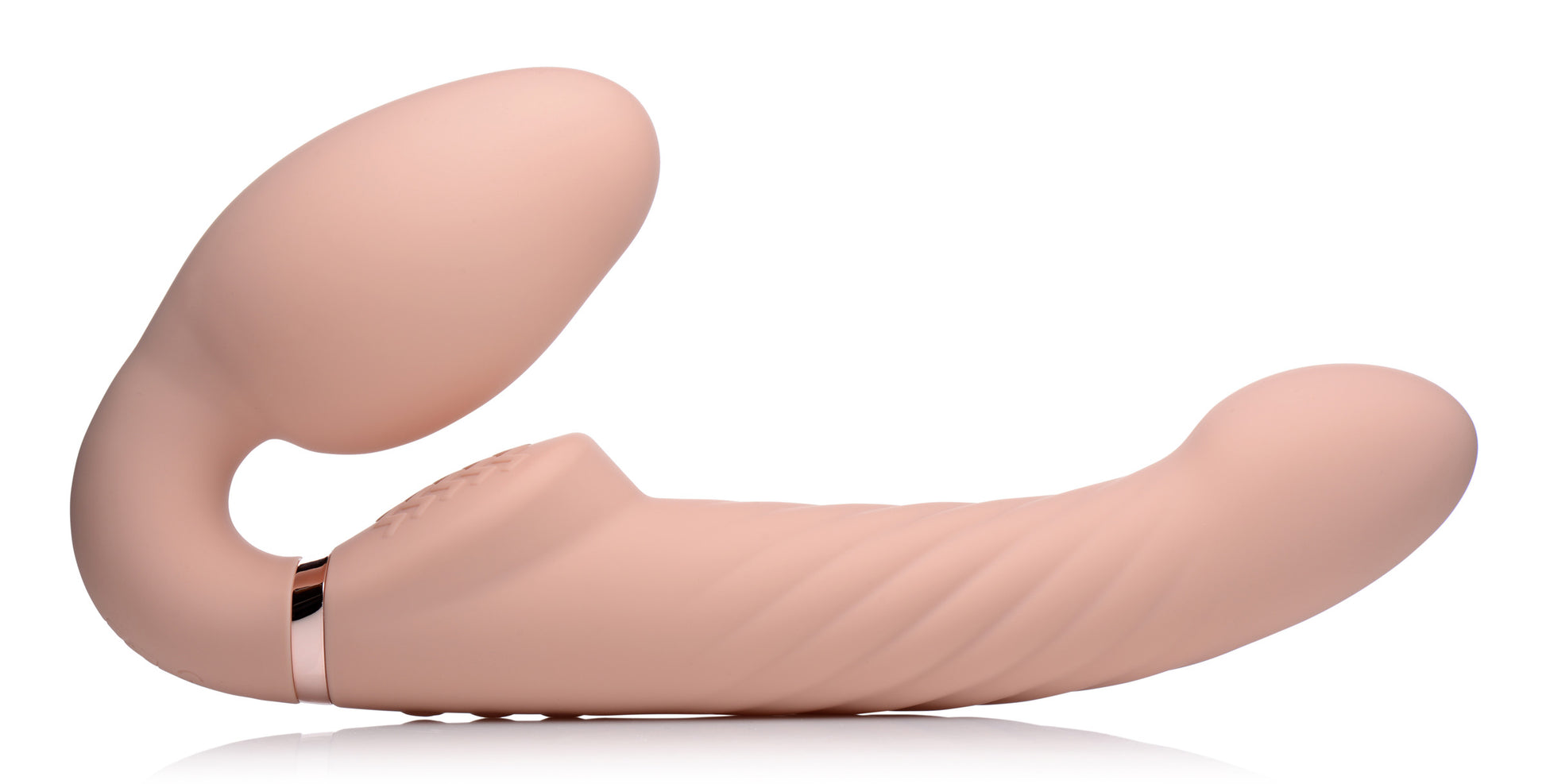 Ergo-Fit Twist Inflatable Vibrating Silicone Strapless Strap-on - Beige - UABDSM