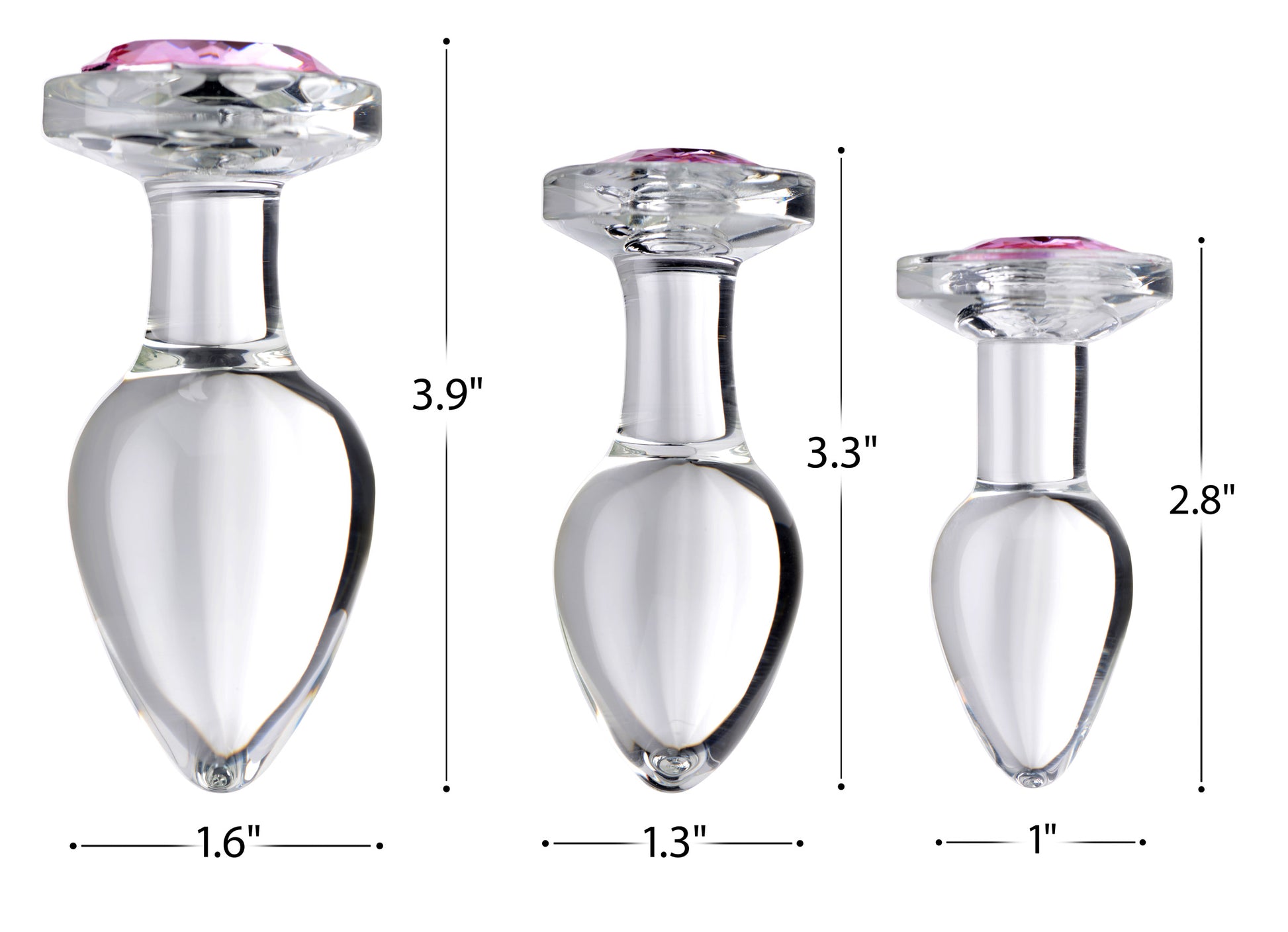 Pink Gem Glass Anal Plug - Small - UABDSM