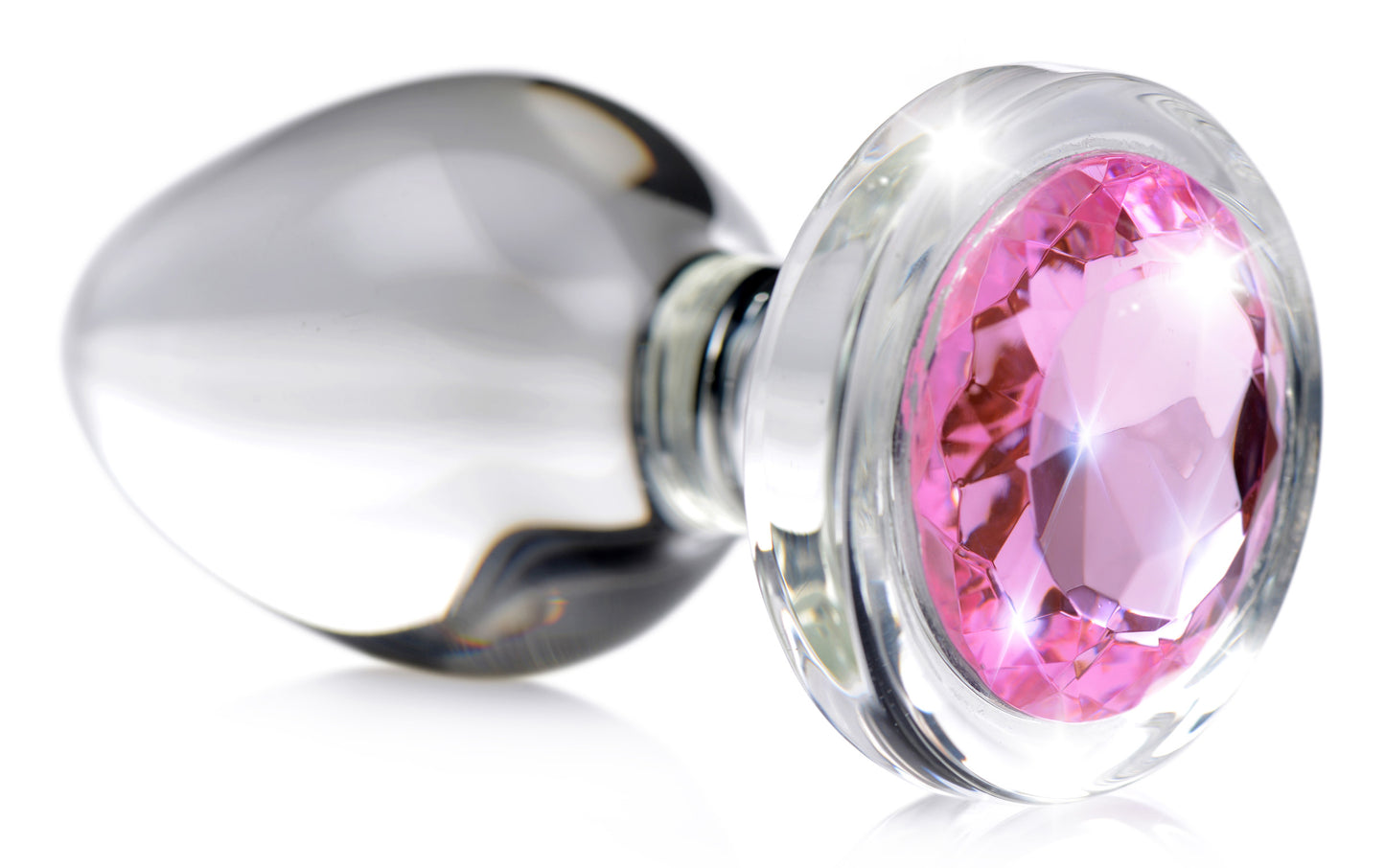 Pink Gem Glass Anal Plug - Large - UABDSM