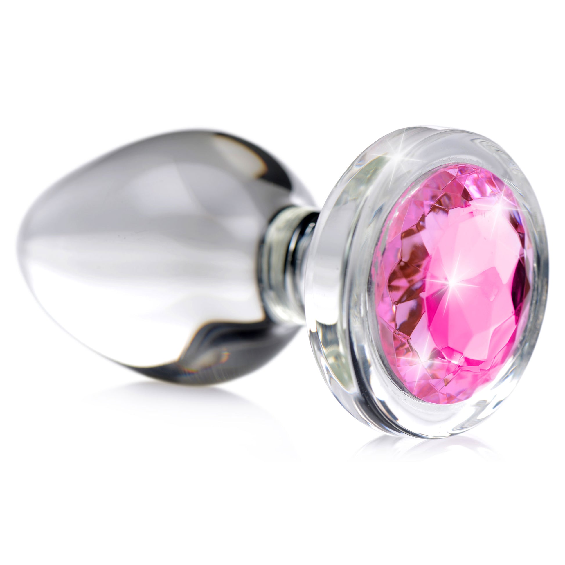 Pink Gem Glass Anal Plug - Small - UABDSM
