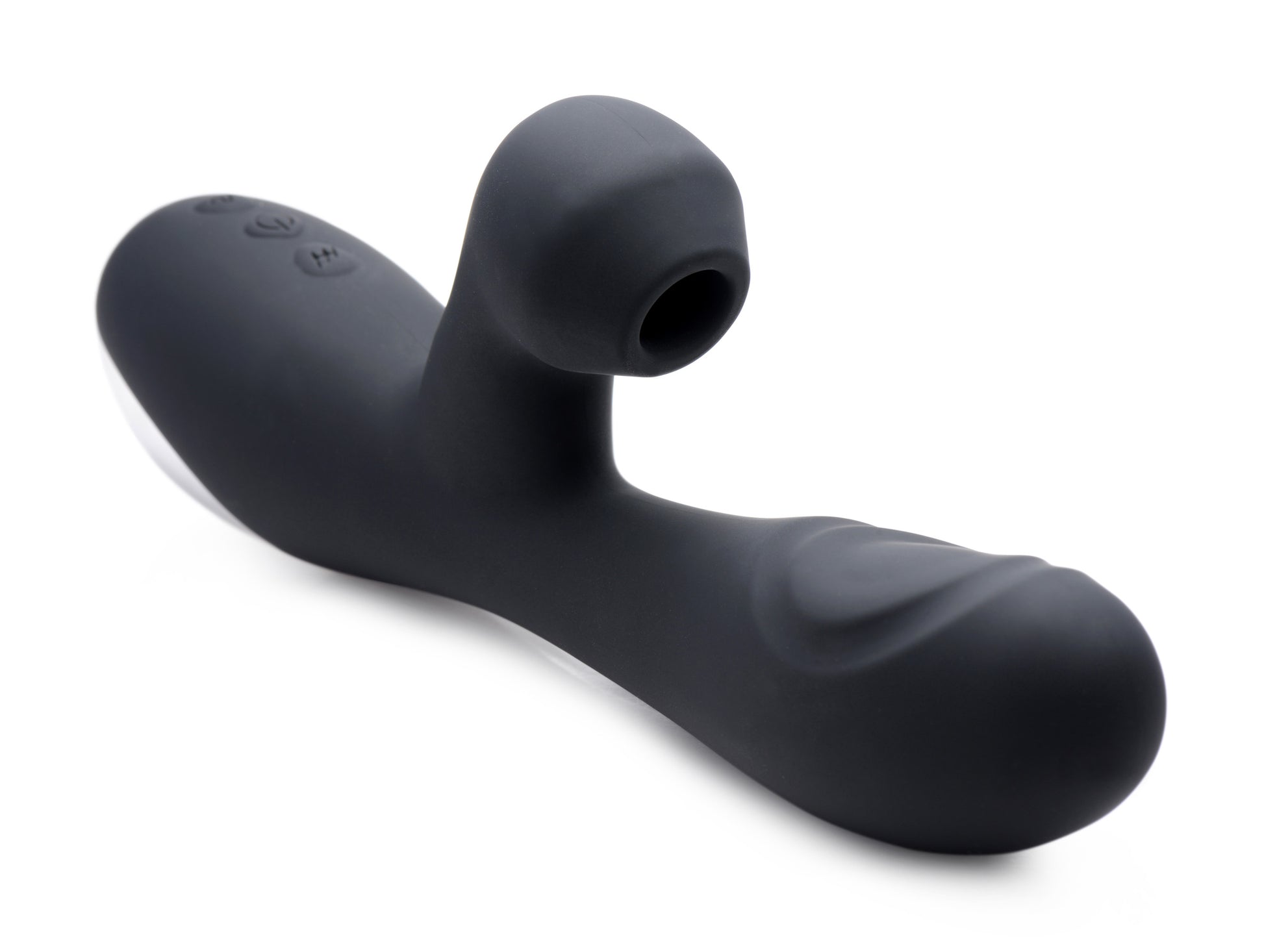 10X Silicone Suction Rabbit Vibrator - Black - UABDSM