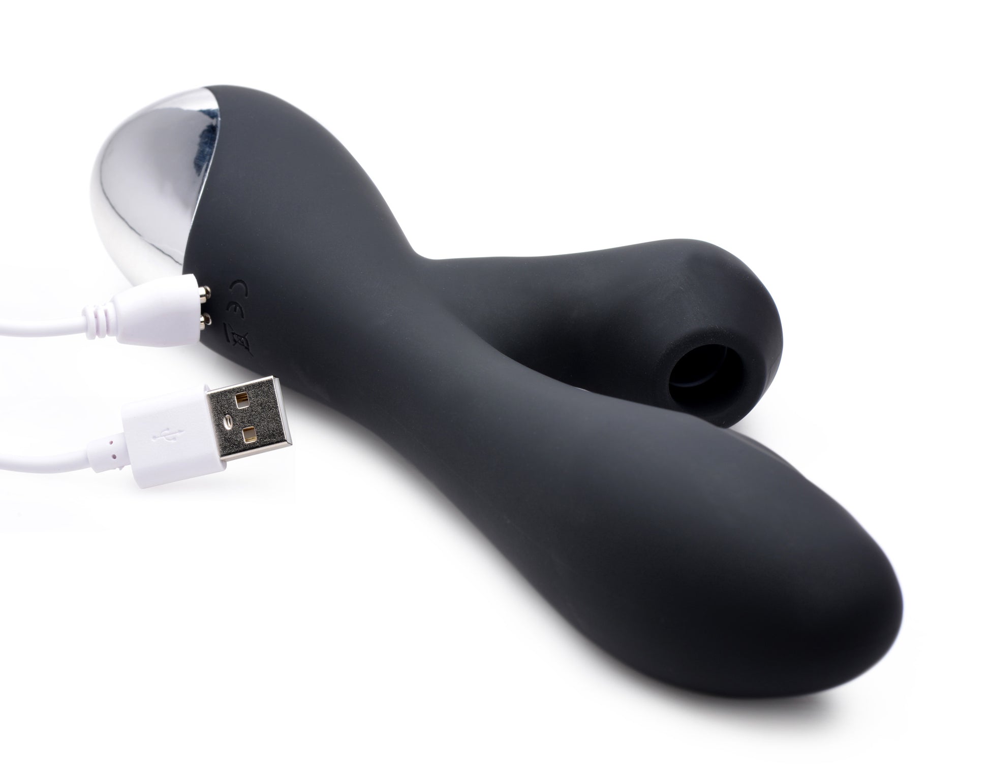 10X Silicone Suction Rabbit Vibrator - Black - UABDSM