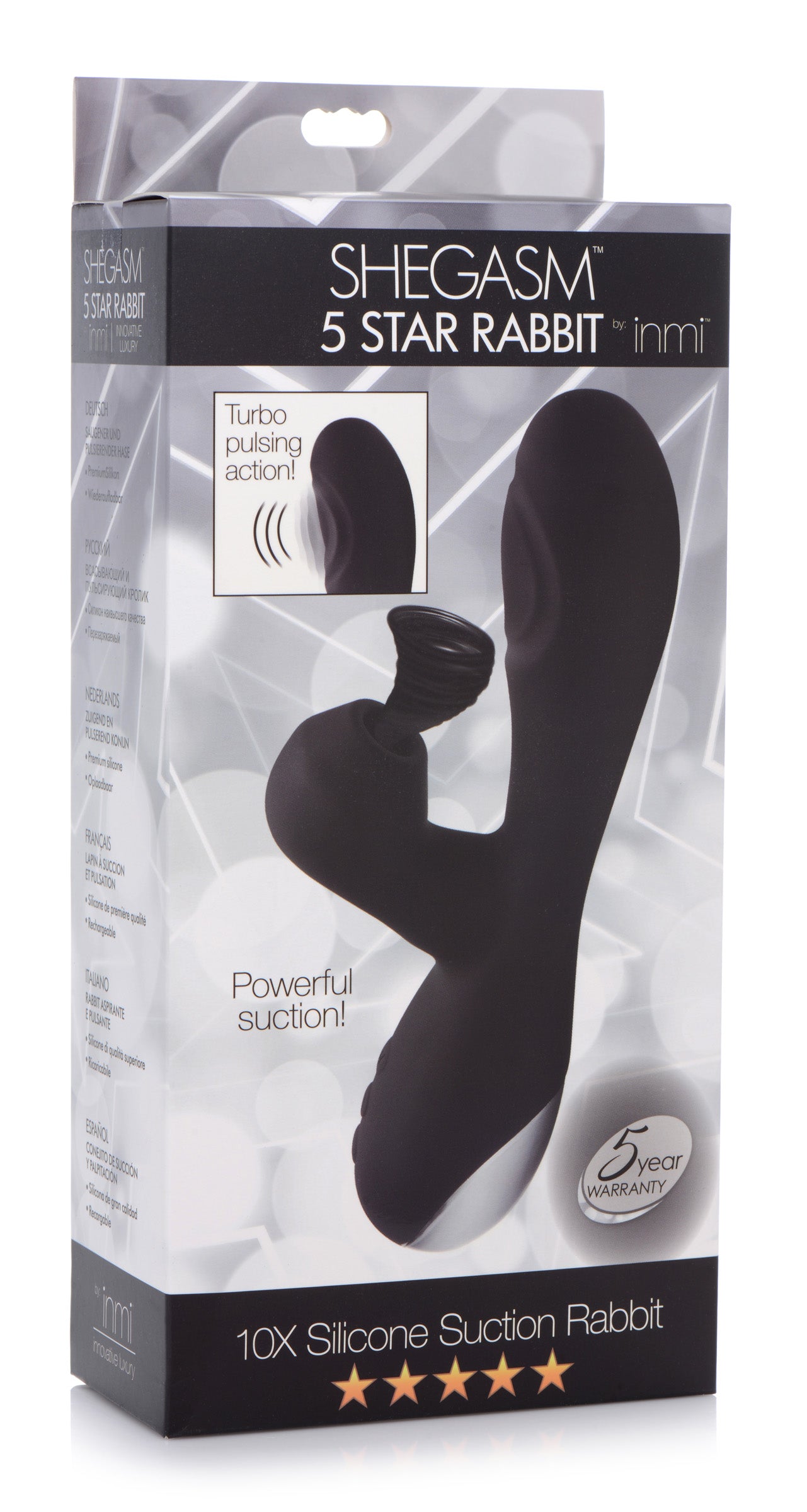 10X Silicone Suction Rabbit Vibrator - Black - UABDSM