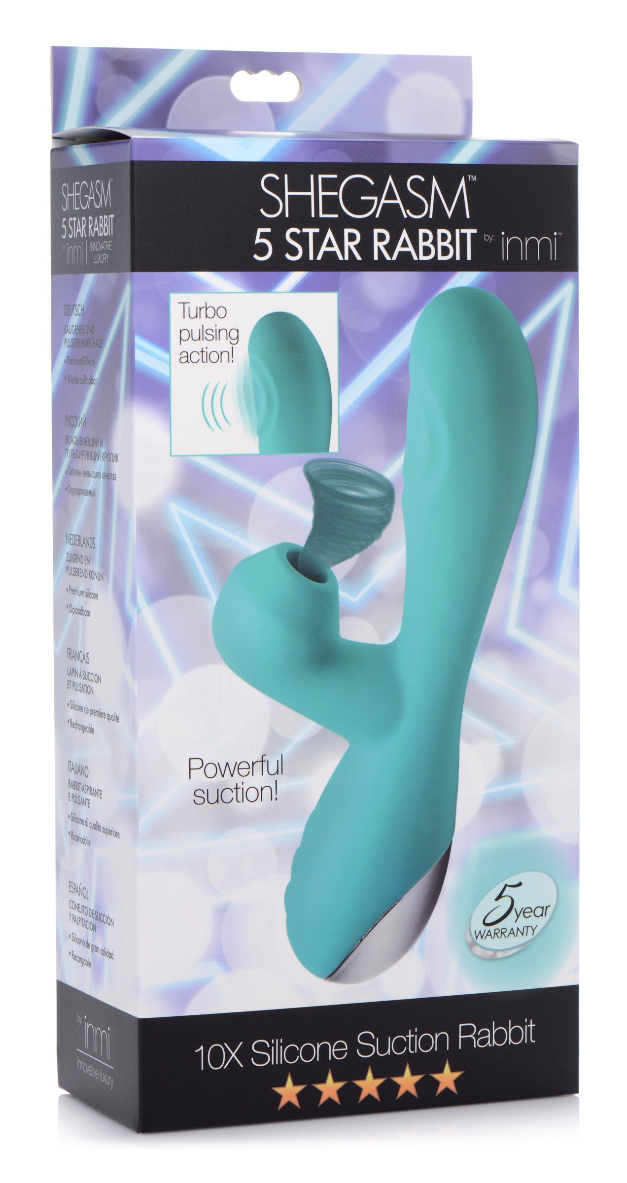 10X Silicone Suction Rabbit Vibrator - Teal - UABDSM