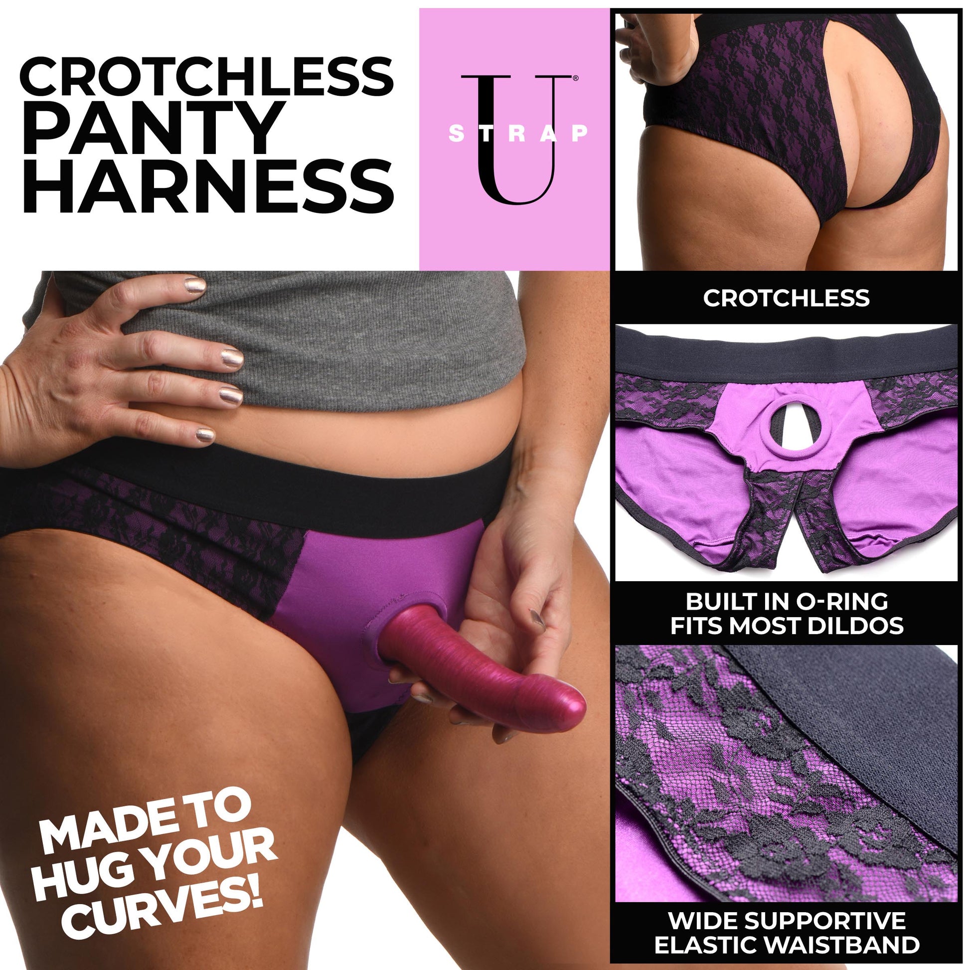 Lace Envy Crotchless Panty Harness - 3XL - UABDSM