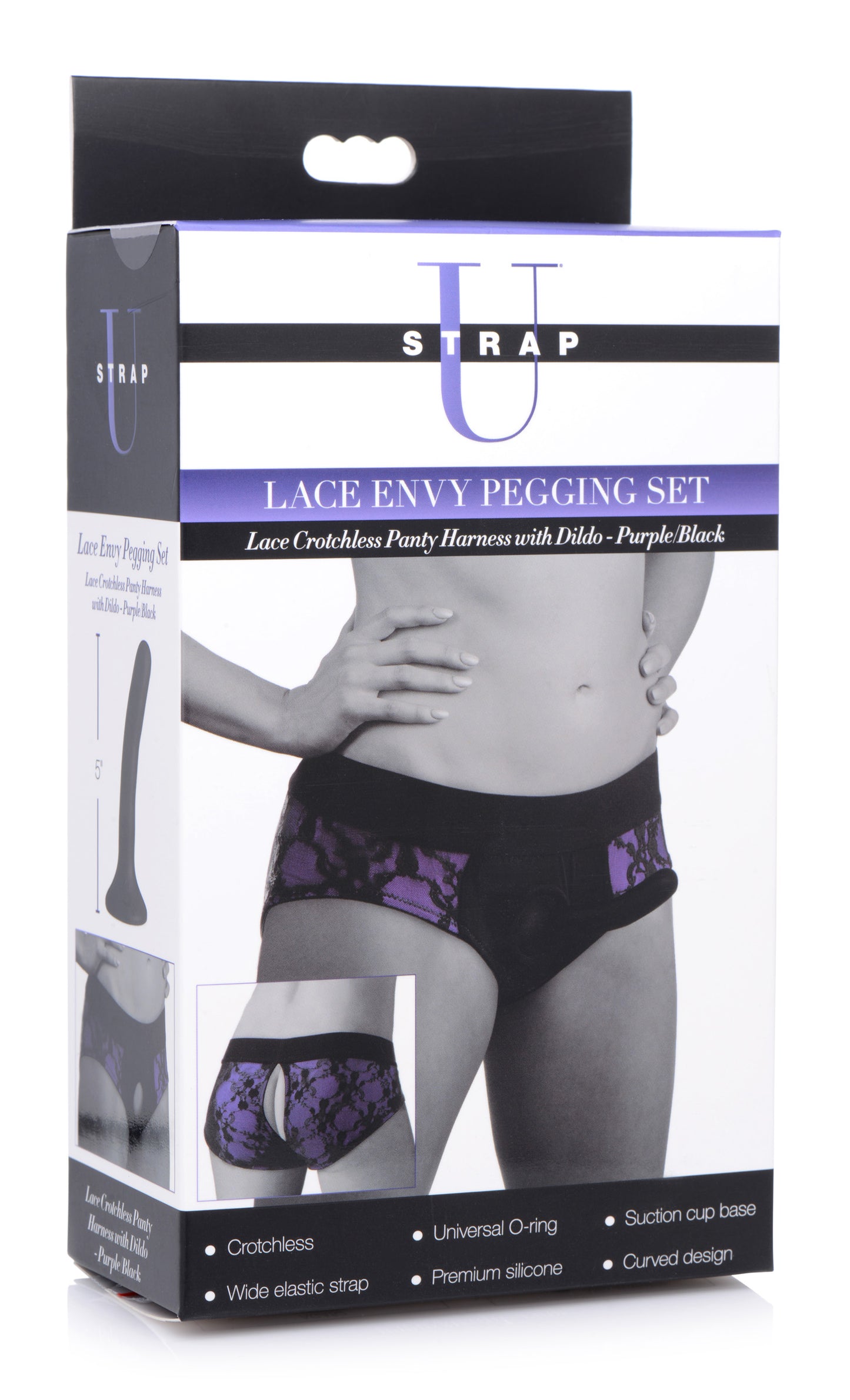 Lace Envy Pegging Set with Lace Crotchless Panty Harness and Dildo - L-XL - UABDSM