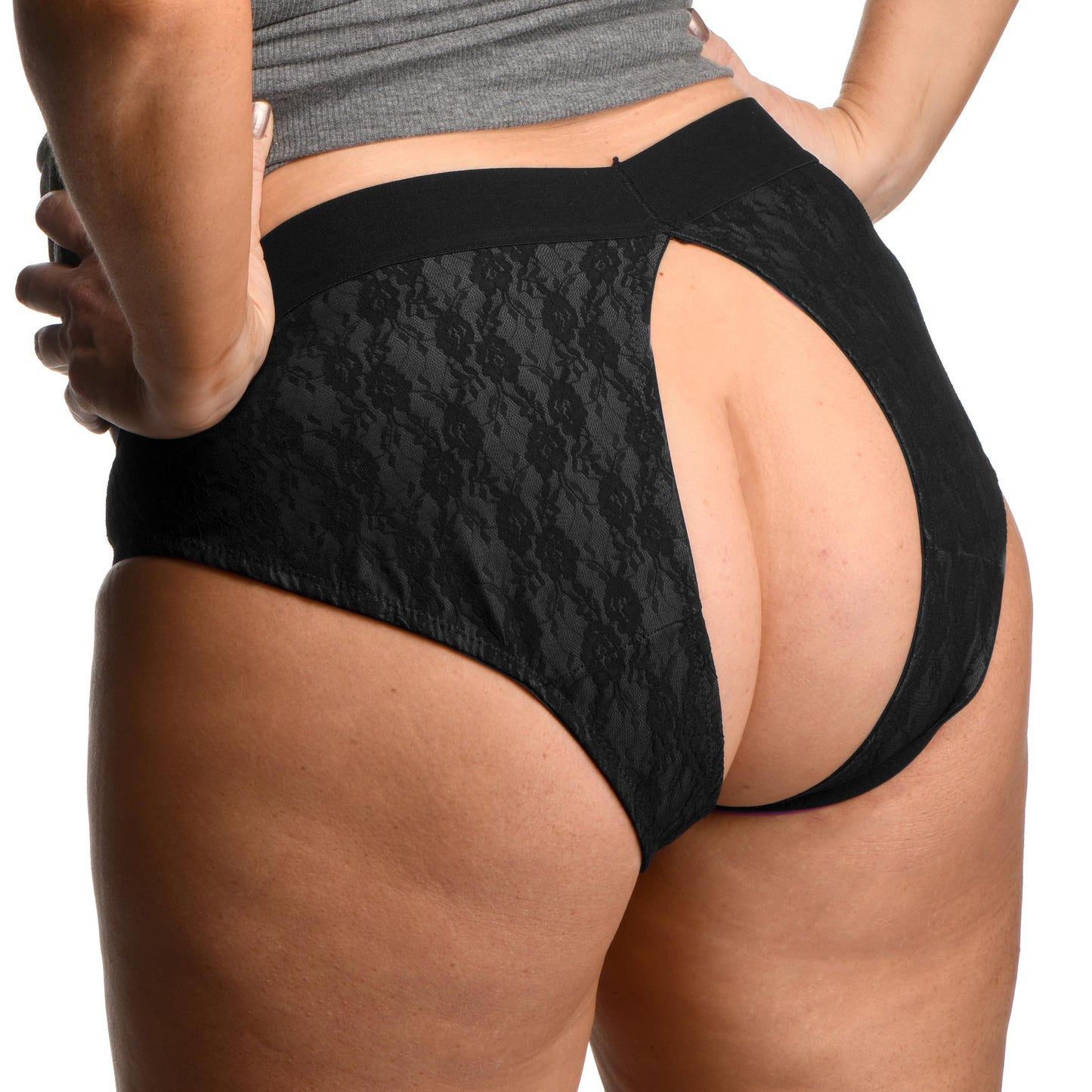 Lace Envy Black Crotchless Panty Harness - 3XL - UABDSM
