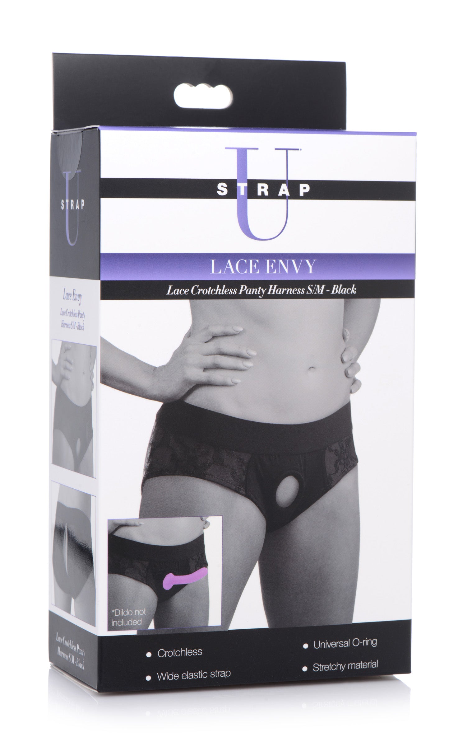 Lace Envy Black Crotchless Panty Harness - S-M - UABDSM
