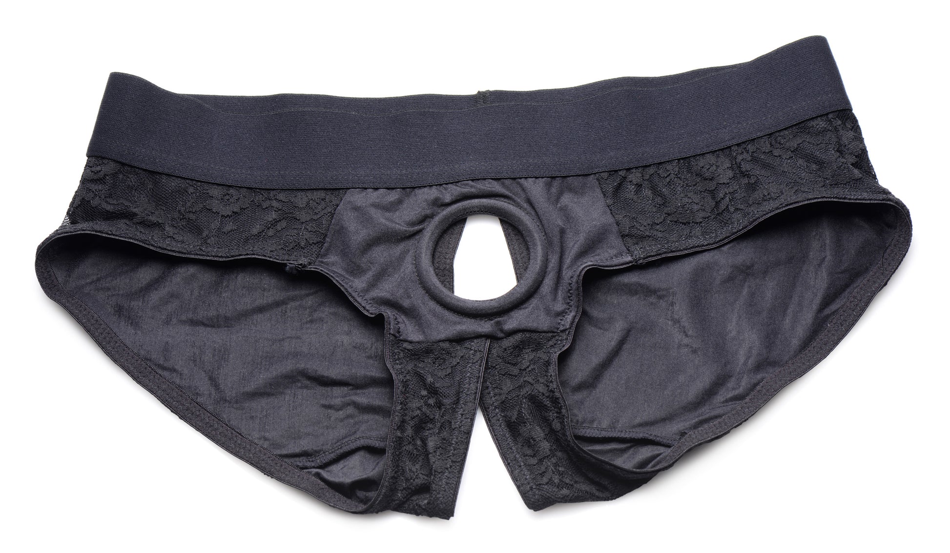 Lace Envy Black Crotchless Panty Harness - S-M - UABDSM