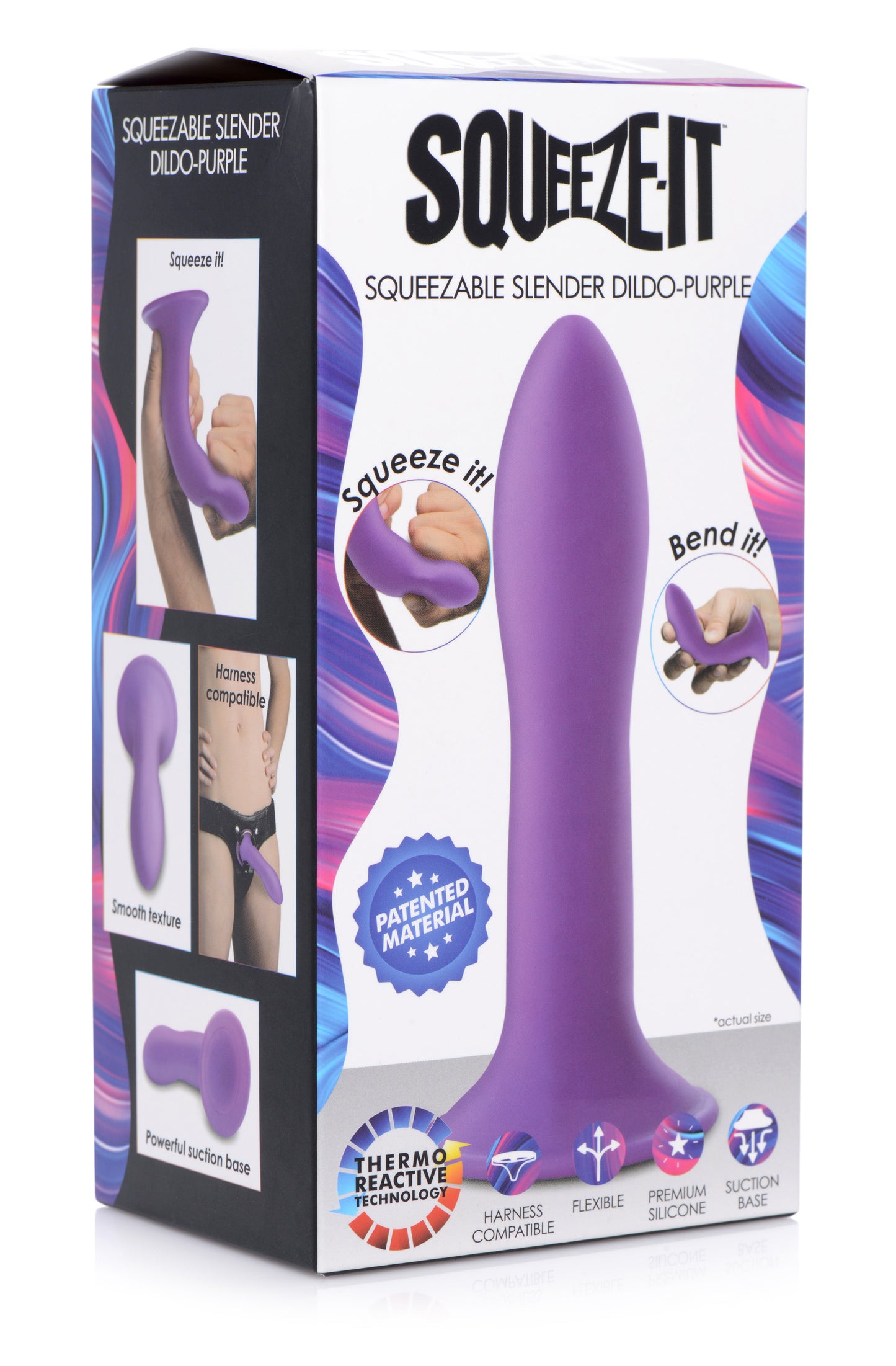 Squeezable Slender Dildo - Purple - UABDSM