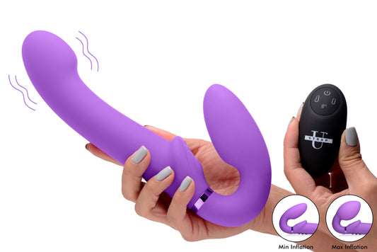 10X Remote Control Ergo-Fit G-Pulse Inflatable and Vibrating Strapless Strap-on - Purple - UABDSM