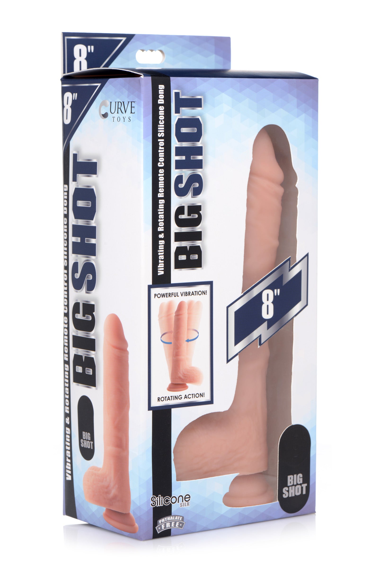 Vibrating and Rotating Remote Control Silicone Dildo with Balls - 8 Inch - UABDSM