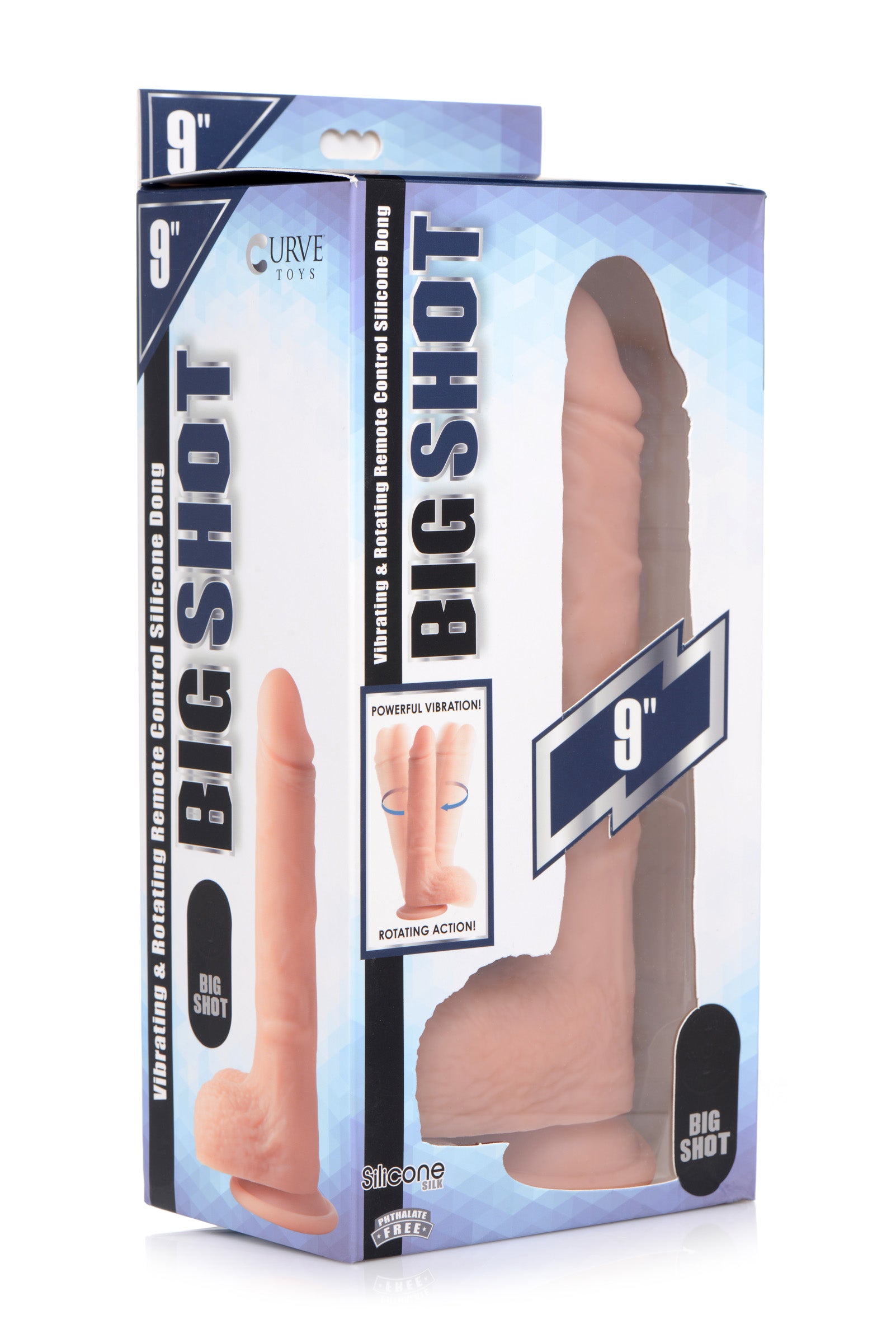 Vibrating and Rotating Remote Control Silicone Dildo with Balls - 9 Inch - UABDSM