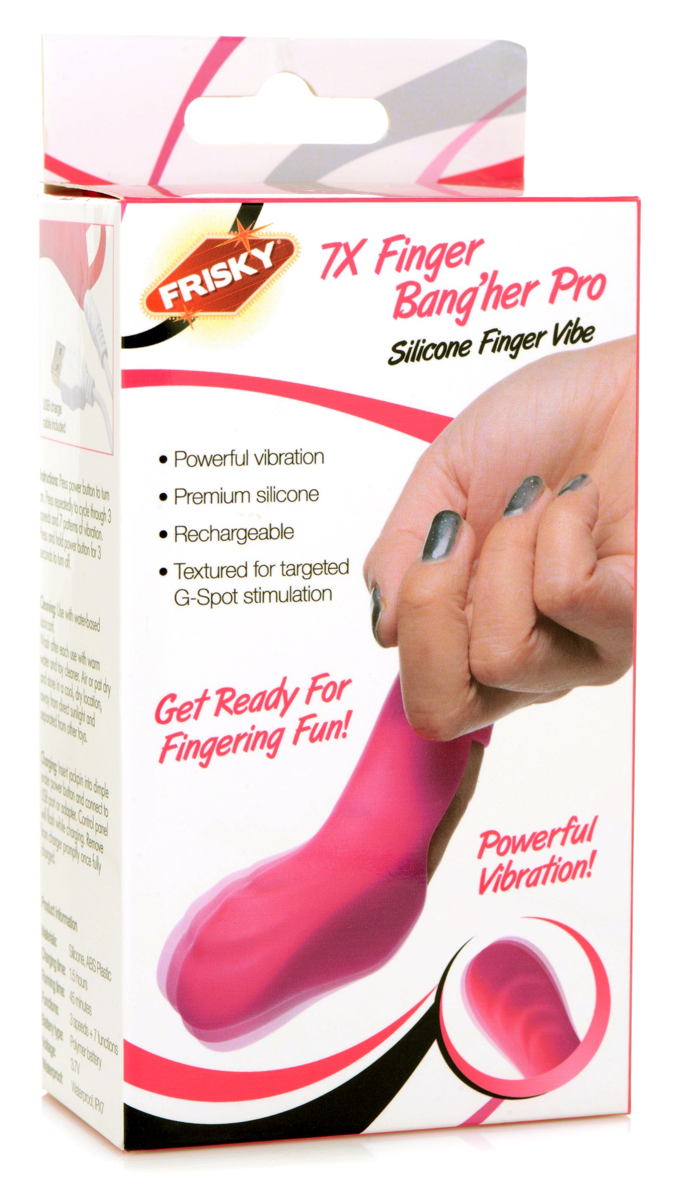7X Finger Bang Her Pro Silicone Vibrator - Pink - UABDSM