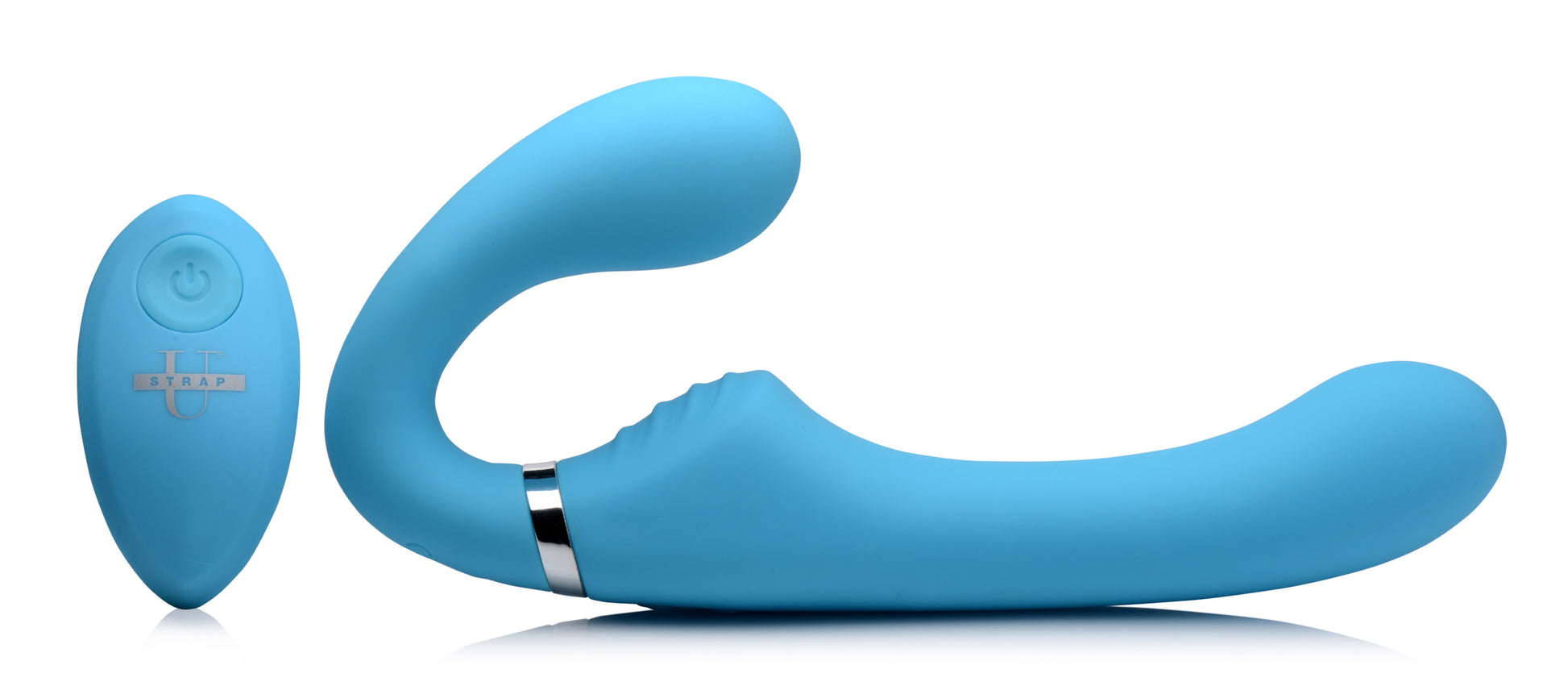 10X Vibrating Silicone Strapless Strap-on - Blue - UABDSM