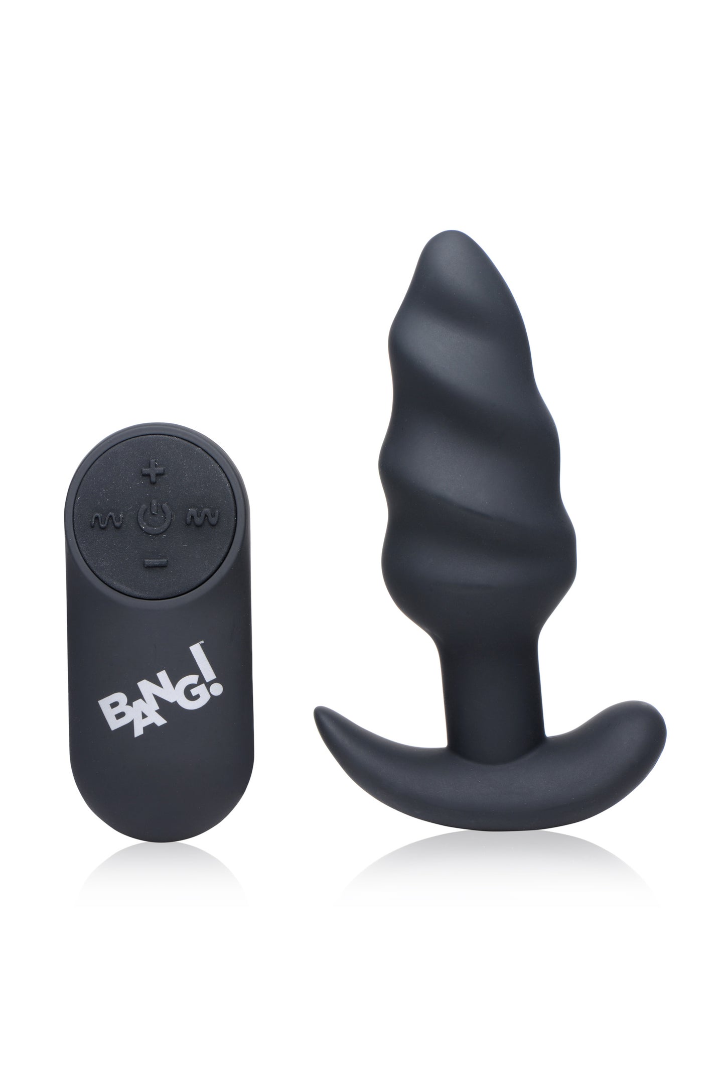 Remote Control 21X Vibrating Silicone Swirl Butt Plug - Black - UABDSM