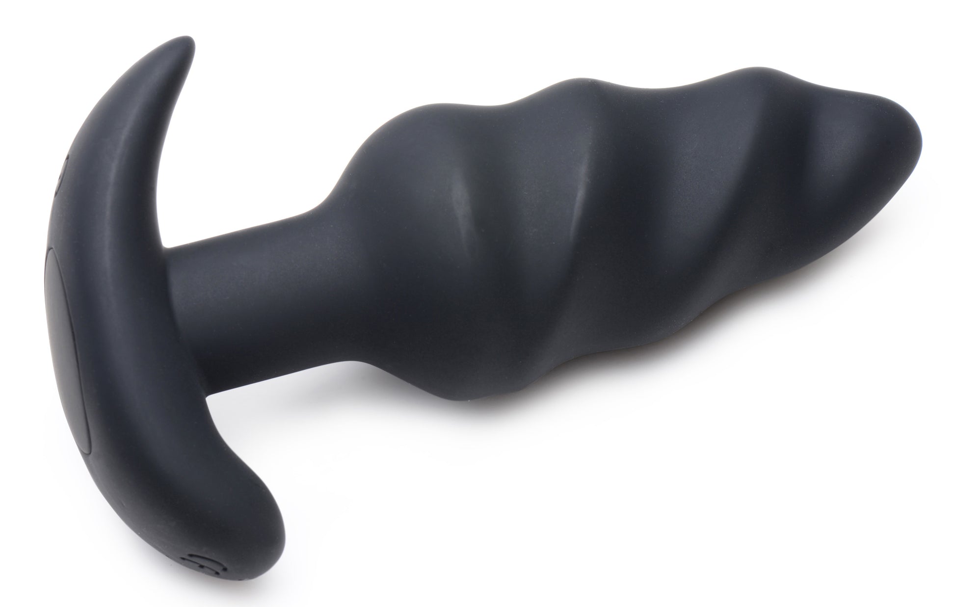 Remote Control 21X Vibrating Silicone Swirl Butt Plug - Black - UABDSM