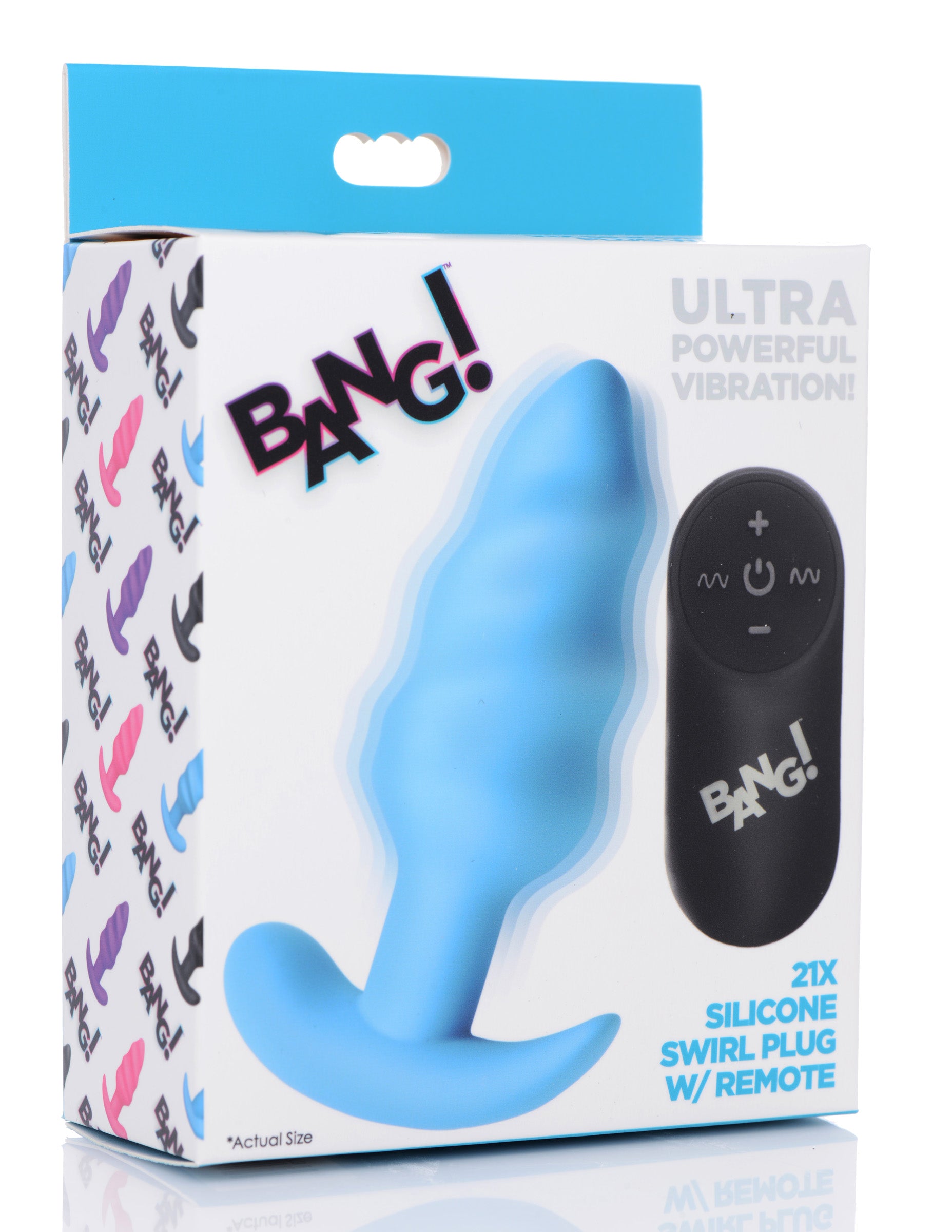 Remote Control 21X Vibrating Silicone Swirl Butt Plug - Blue - UABDSM