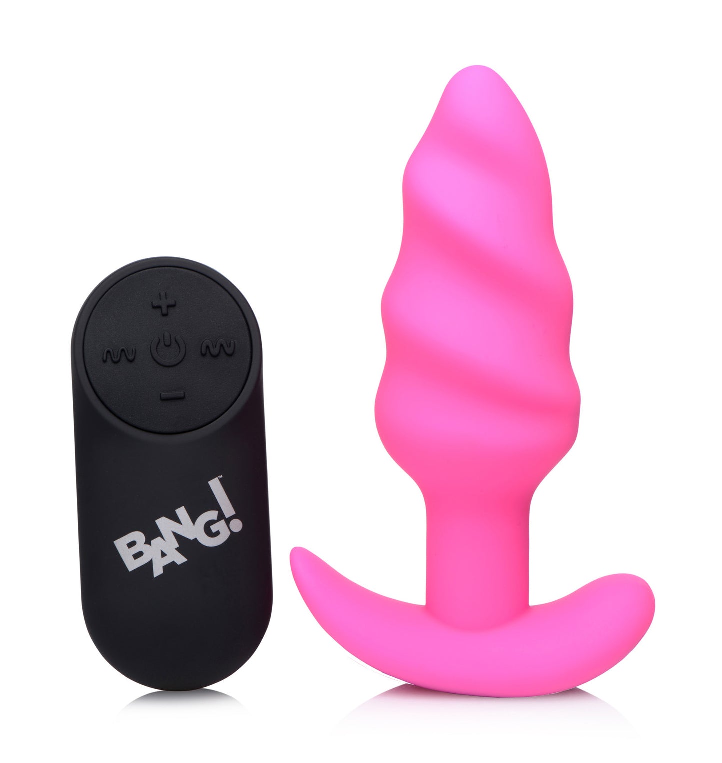 Remote Control 21X Vibrating Silicone Swirl Butt Plug - Pink - UABDSM