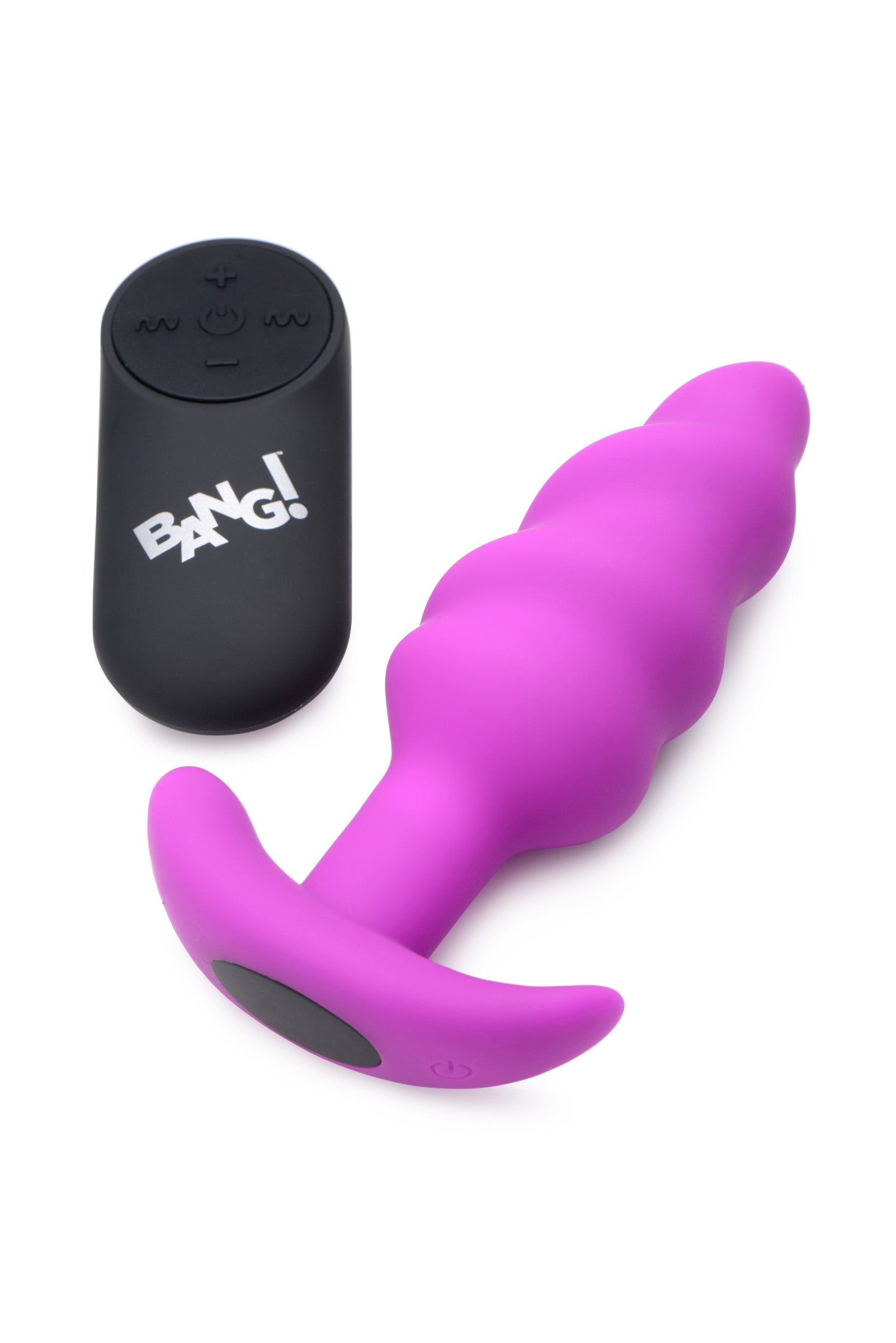 Remote Control 21X Vibrating Silicone Swirl Butt Plug - Purple - UABDSM