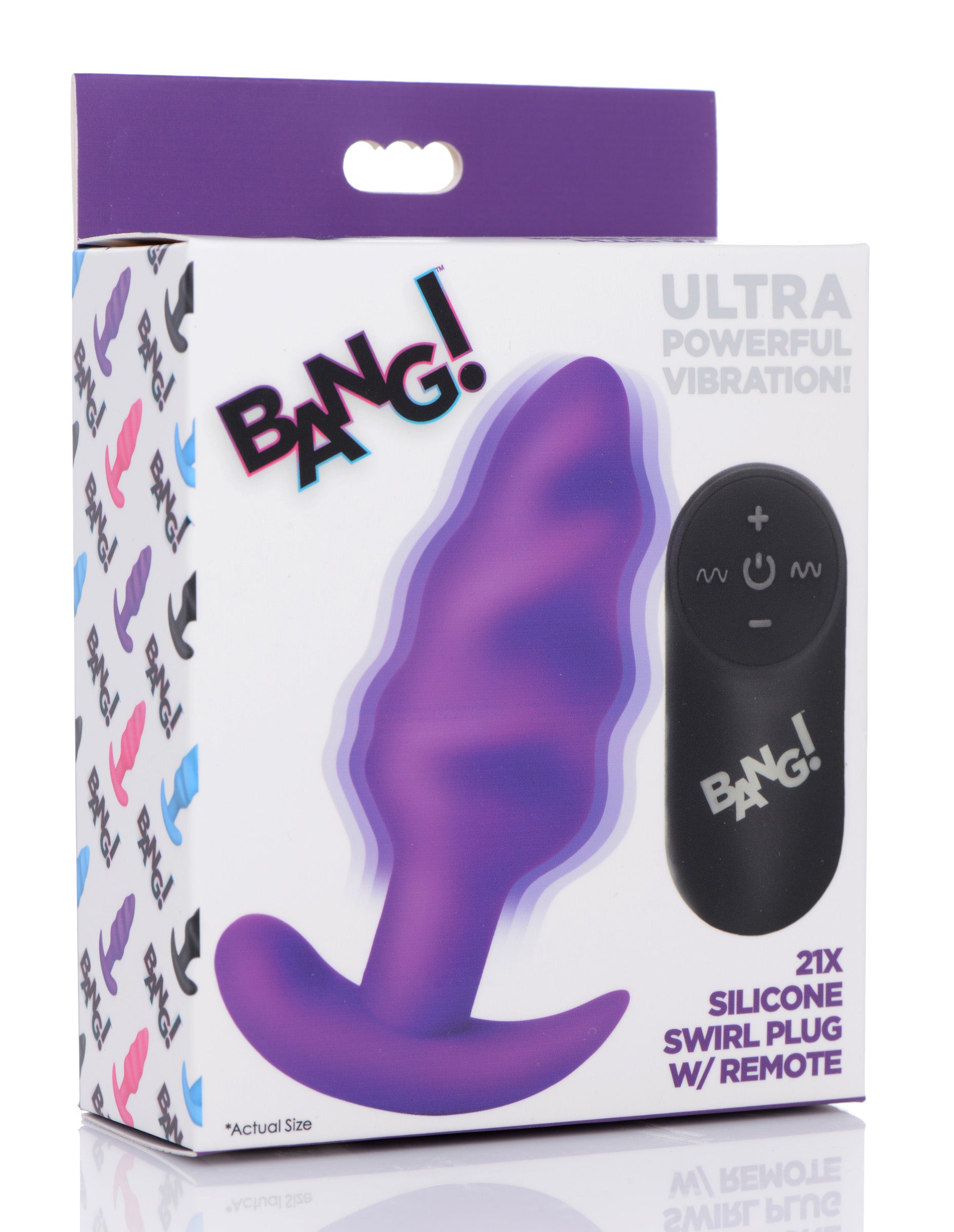 Remote Control 21X Vibrating Silicone Swirl Butt Plug - Purple - UABDSM