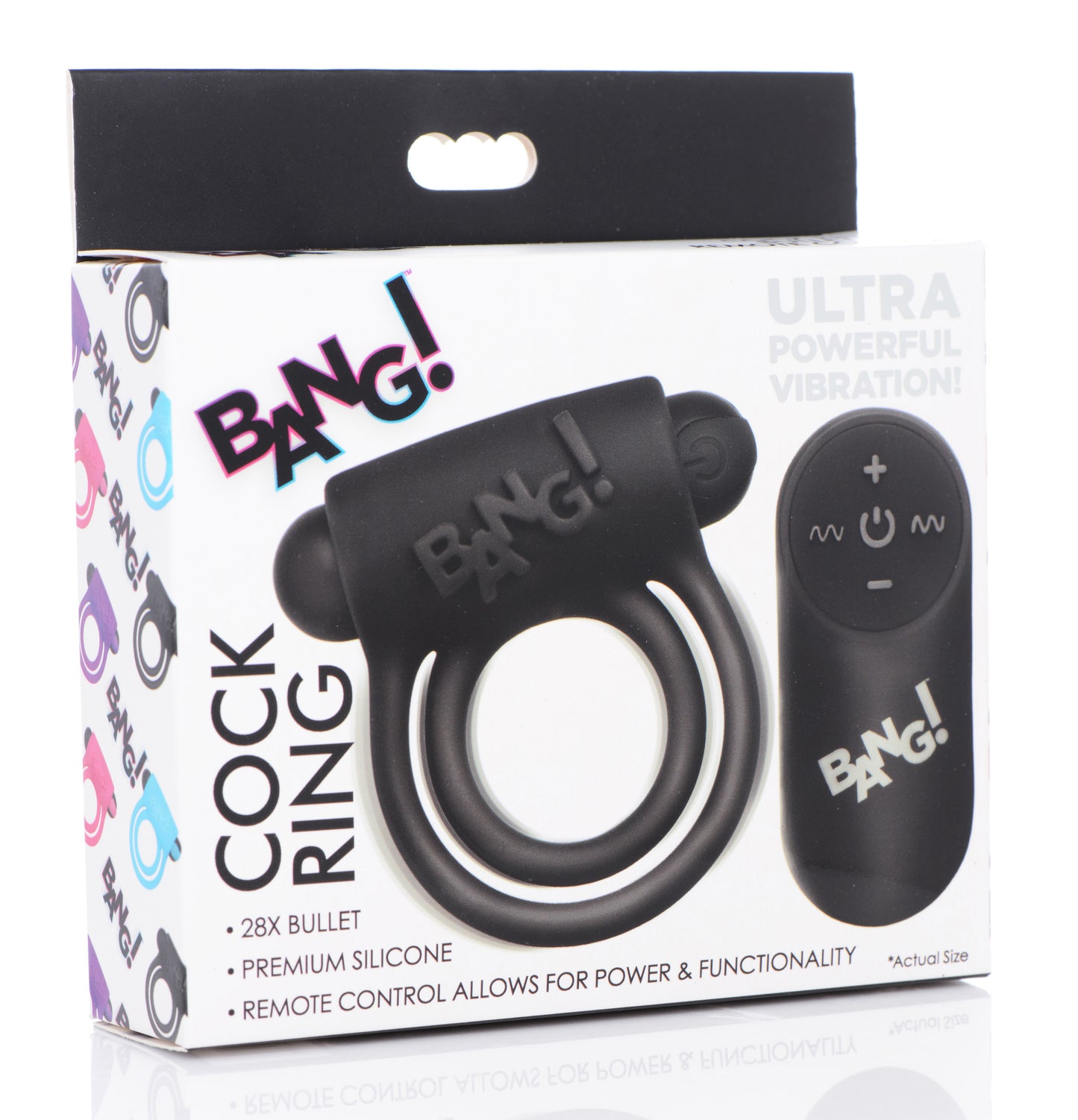 Remote Control 28X Vibrating Cock Ring and Bullet - Black - UABDSM