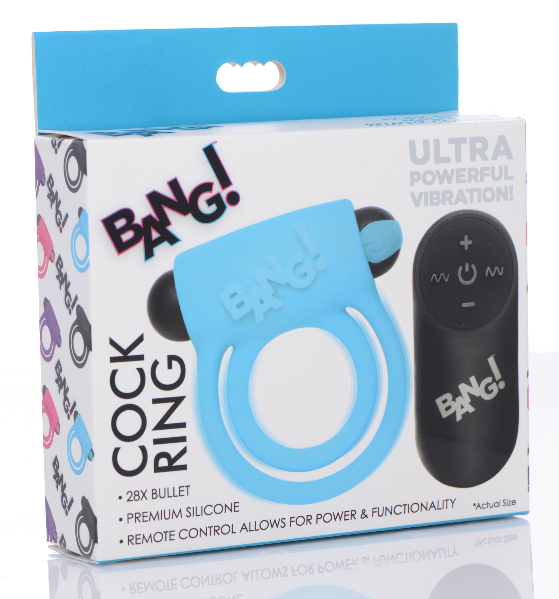 Remote Control 28X Vibrating Cock Ring and Bullet - Blue - UABDSM