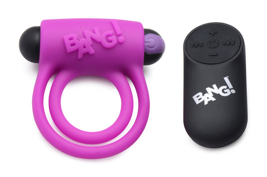 Remote Control 28X Vibrating Cock Ring and Bullet - Purple - UABDSM