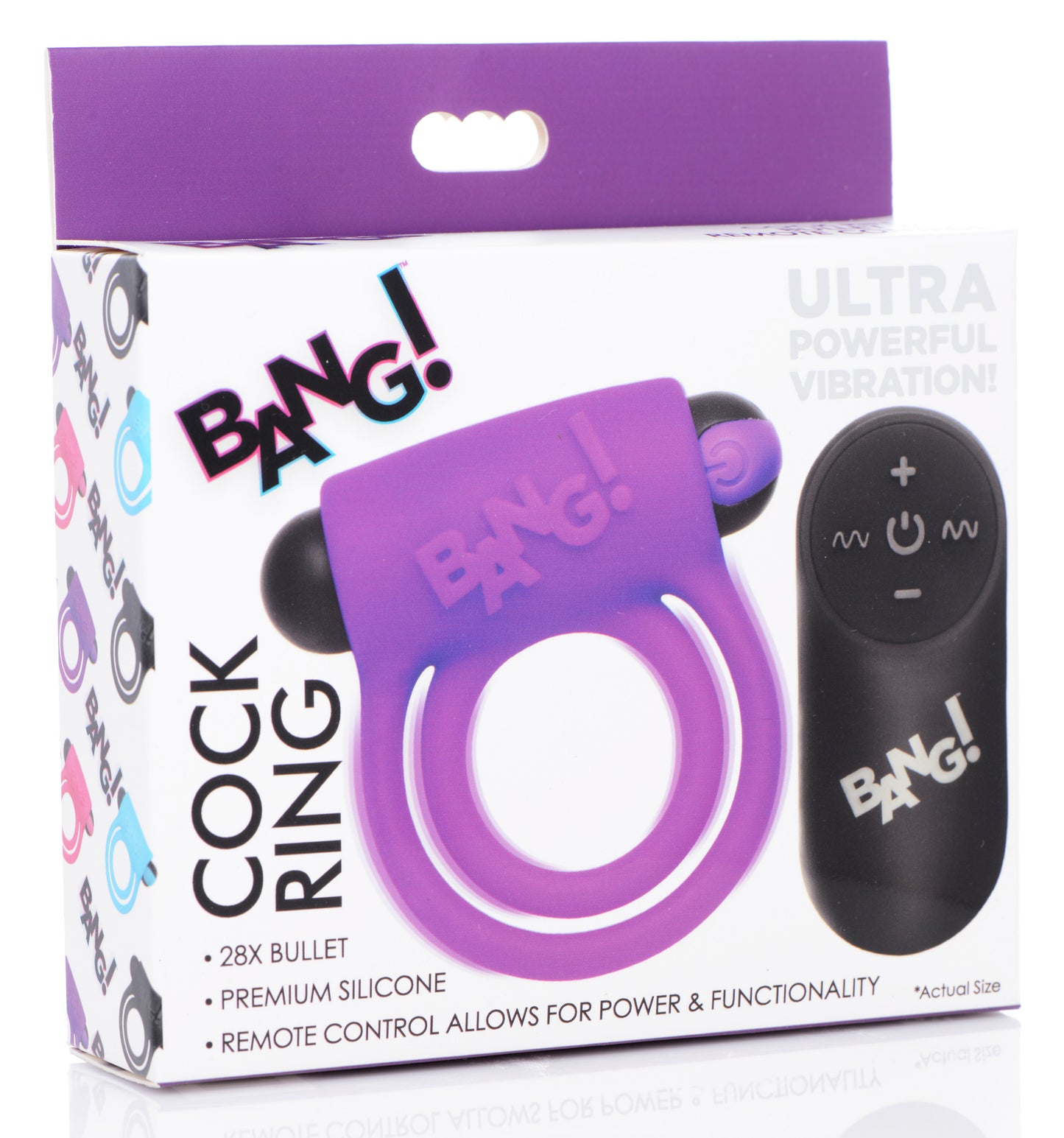 Remote Control 28X Vibrating Cock Ring and Bullet - Purple - UABDSM