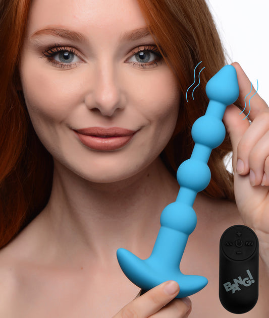 Remote Control Vibrating Silicone Anal Beads - Blue - UABDSM