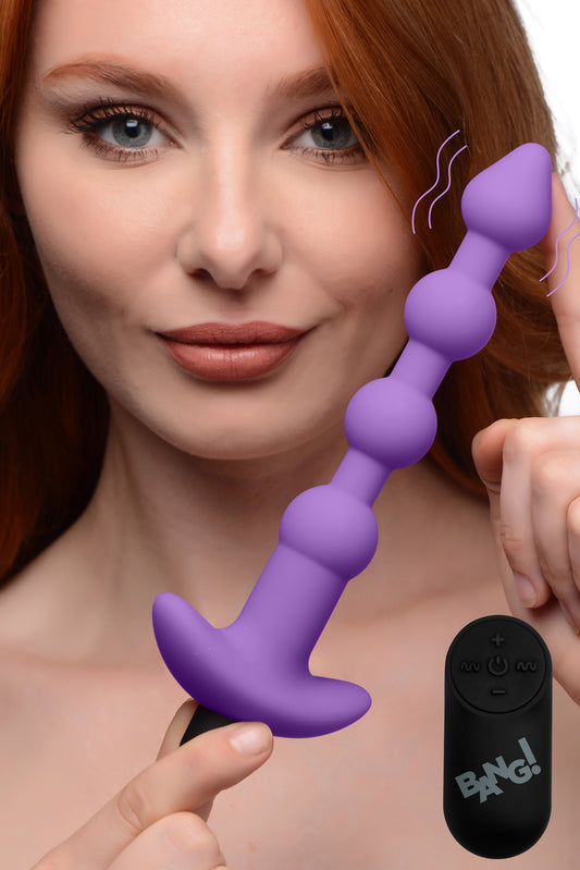 Remote Control Vibrating Silicone Anal Beads - Purple - UABDSM
