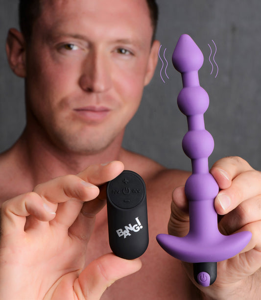Remote Control Vibrating Silicone Anal Beads - Purple - UABDSM