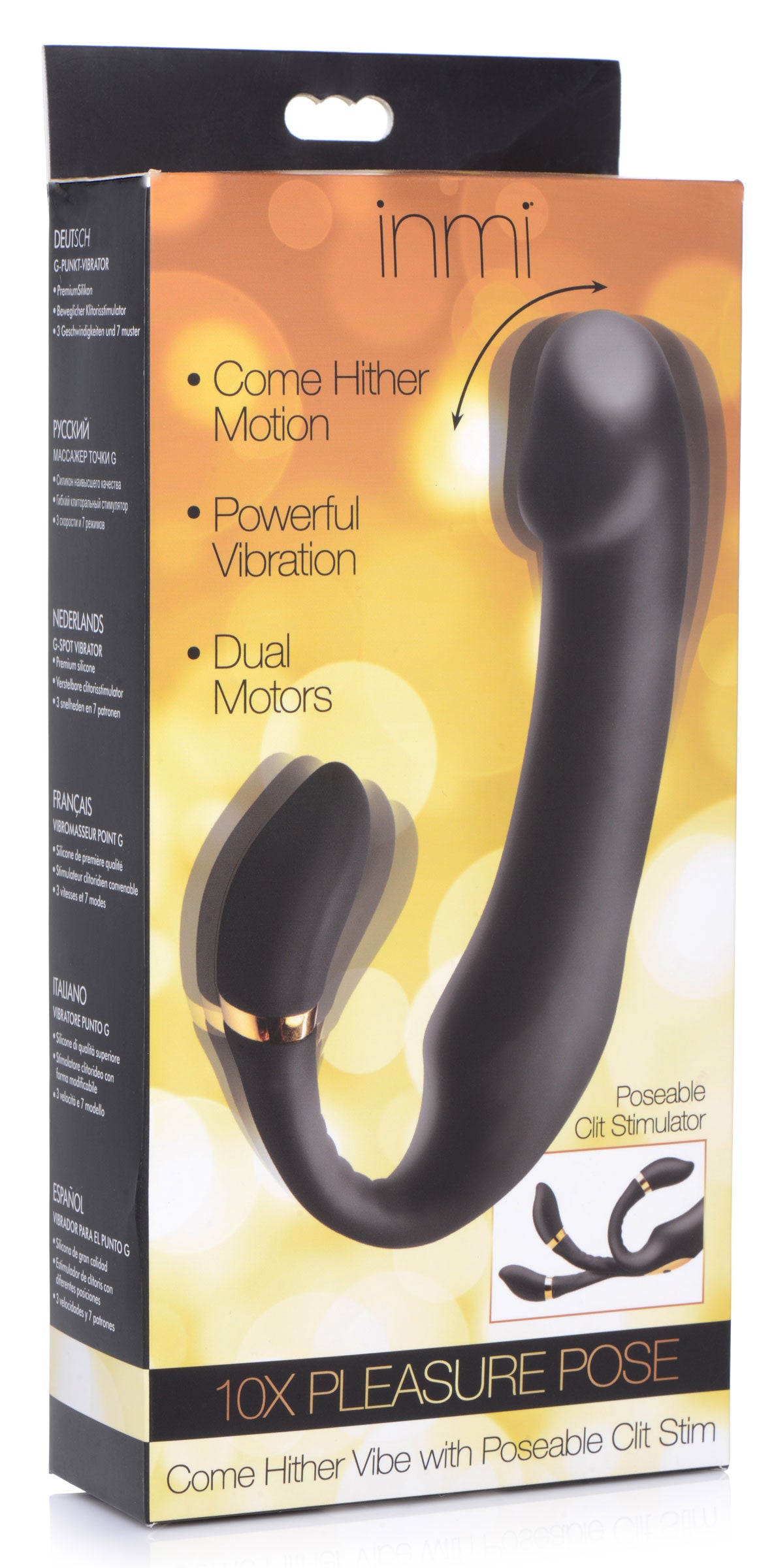 10X Pleasure Pose Come Hither Silicone Vibrator with Poseable Clit Stimulator - UABDSM