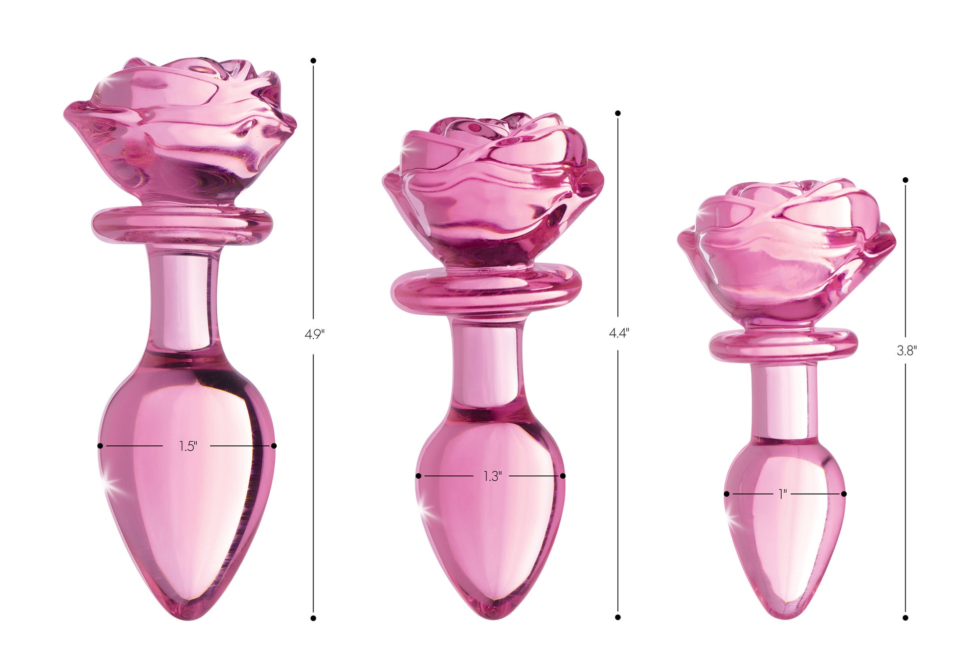Pink Rose Glass Anal Plug - Medium - UABDSM
