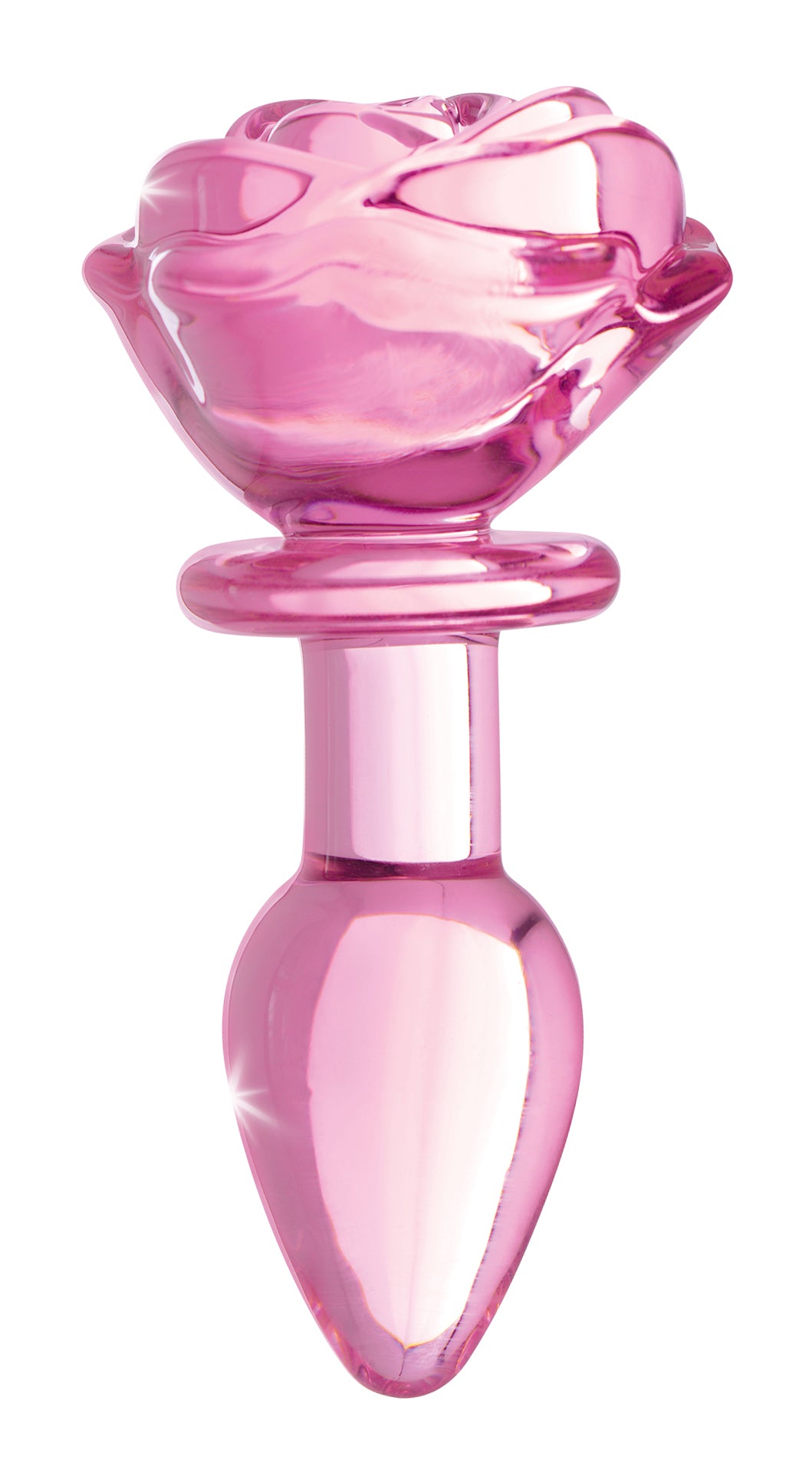 Pink Rose Glass Anal Plug - Small - UABDSM