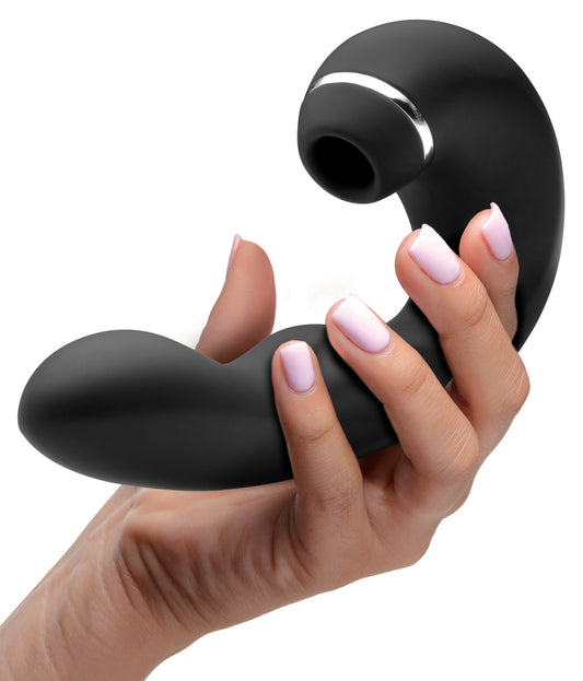 Shegasm 5 Star 10X Tapping G-Spot Silicone Vibrator with Suction - Black - UABDSM
