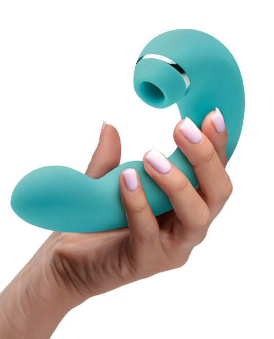 Shegasm 5 Star 10X Tapping G-Spot Silicone Vibrator with Suction - Teal - UABDSM