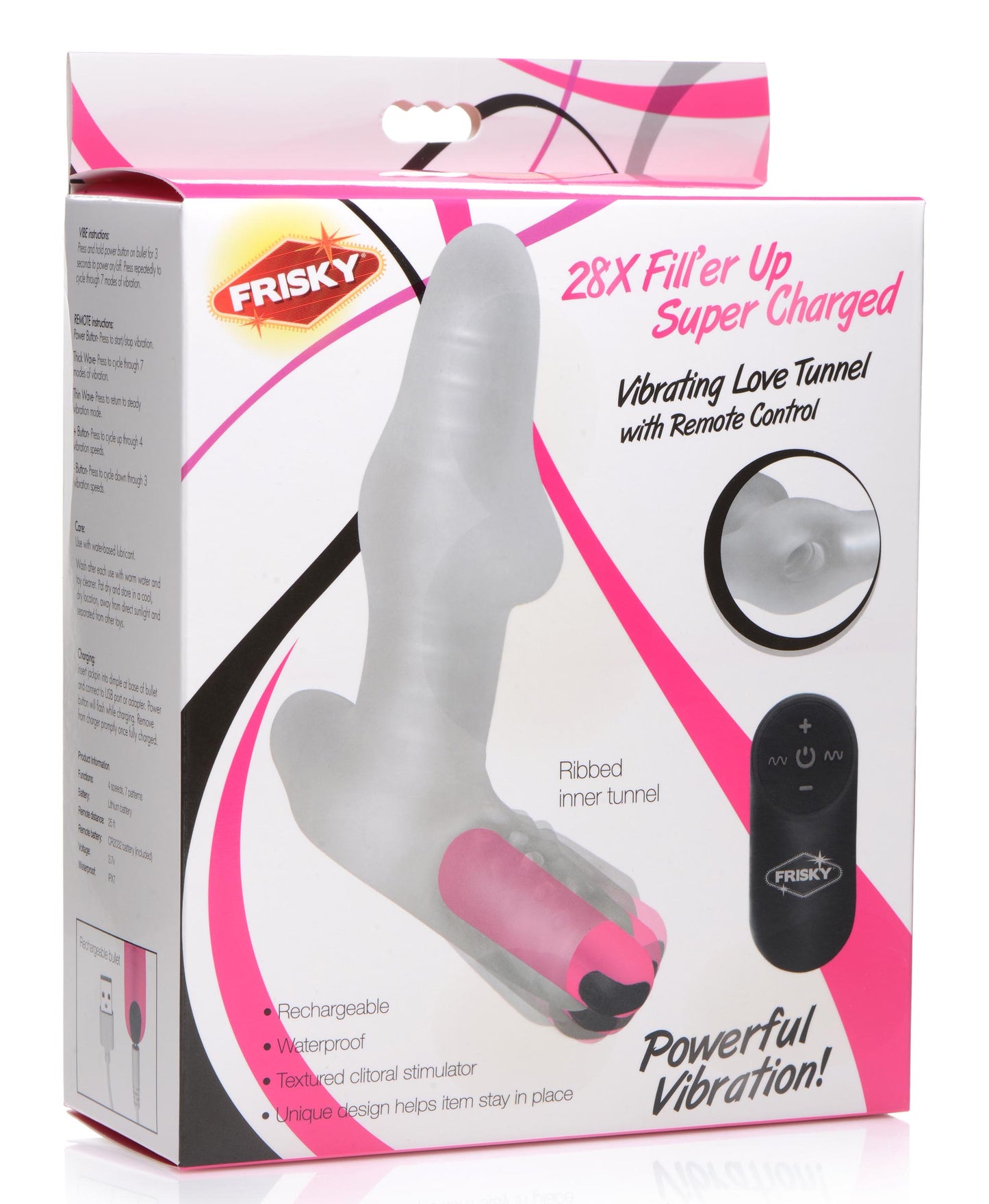 28X Filler Up Super Charged Vibrating Love Tunnel with Remote Control - UABDSM