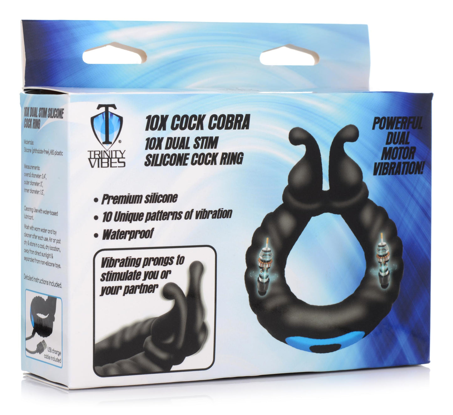 10X Cobra Dual Stimulation Silicone Cock Ring - UABDSM