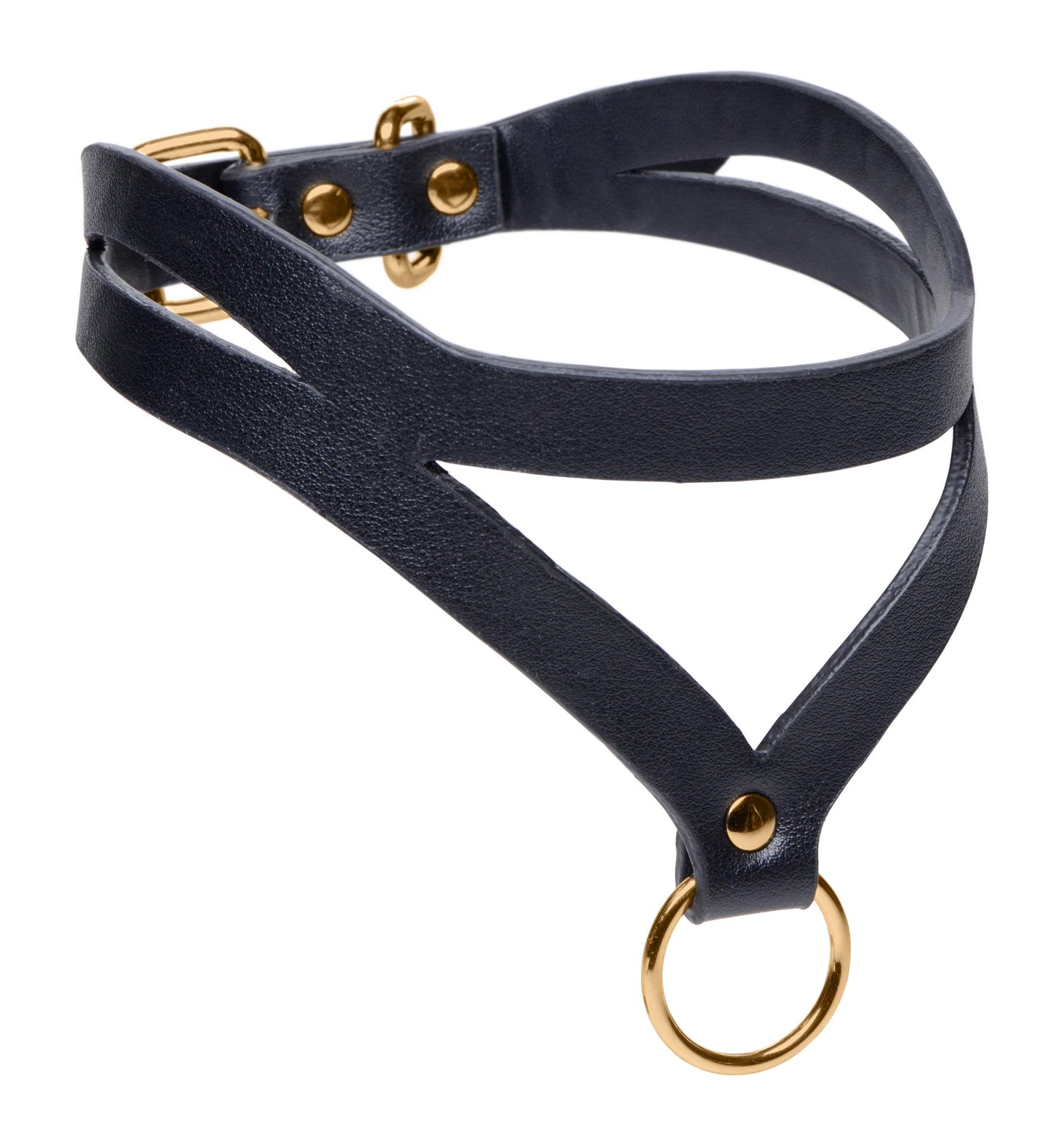 Bondage Baddie Black and Gold Collar with O-Ring - UABDSM