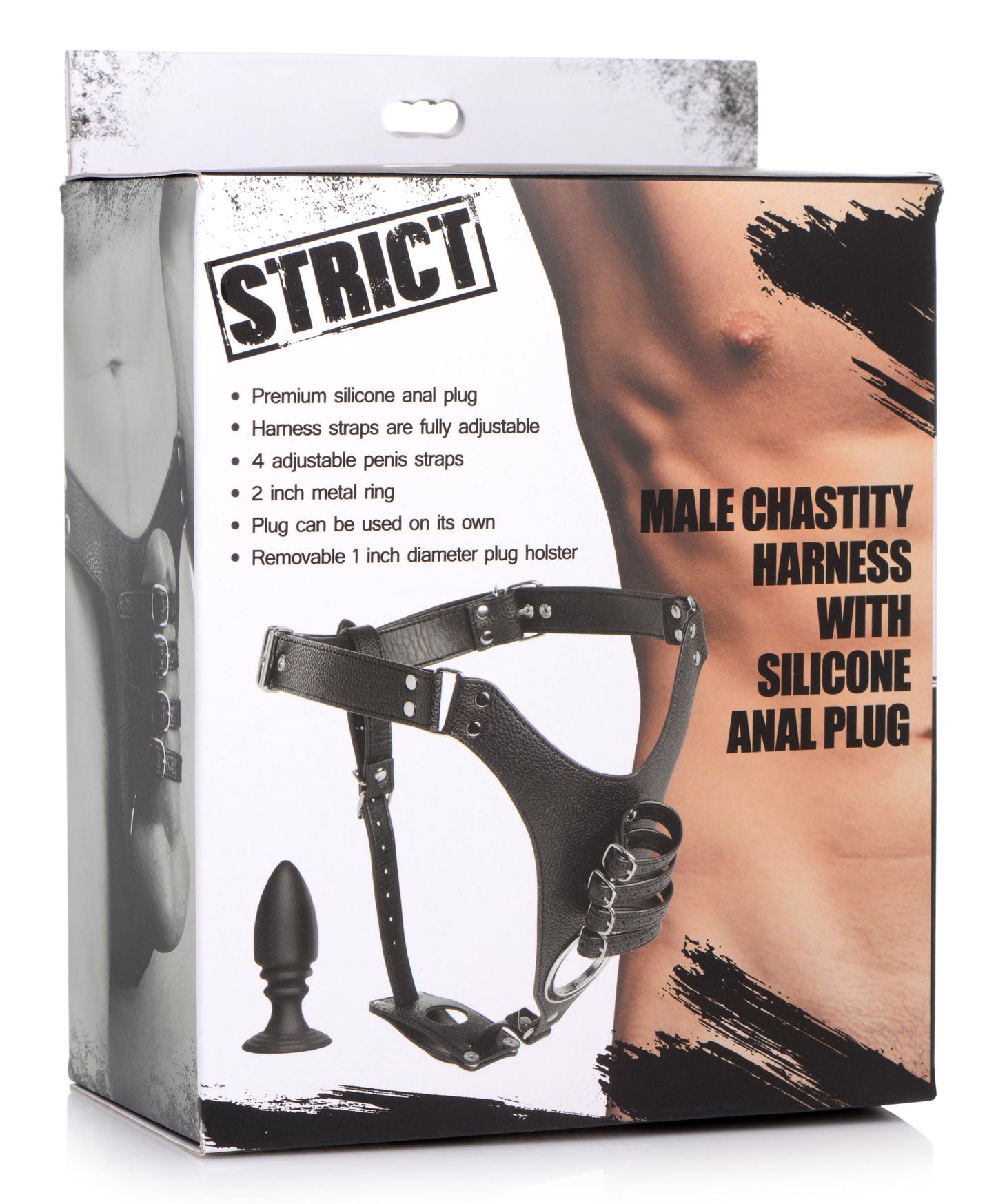 Male Chastity Harness with Silicone Anal Plug - UABDSM