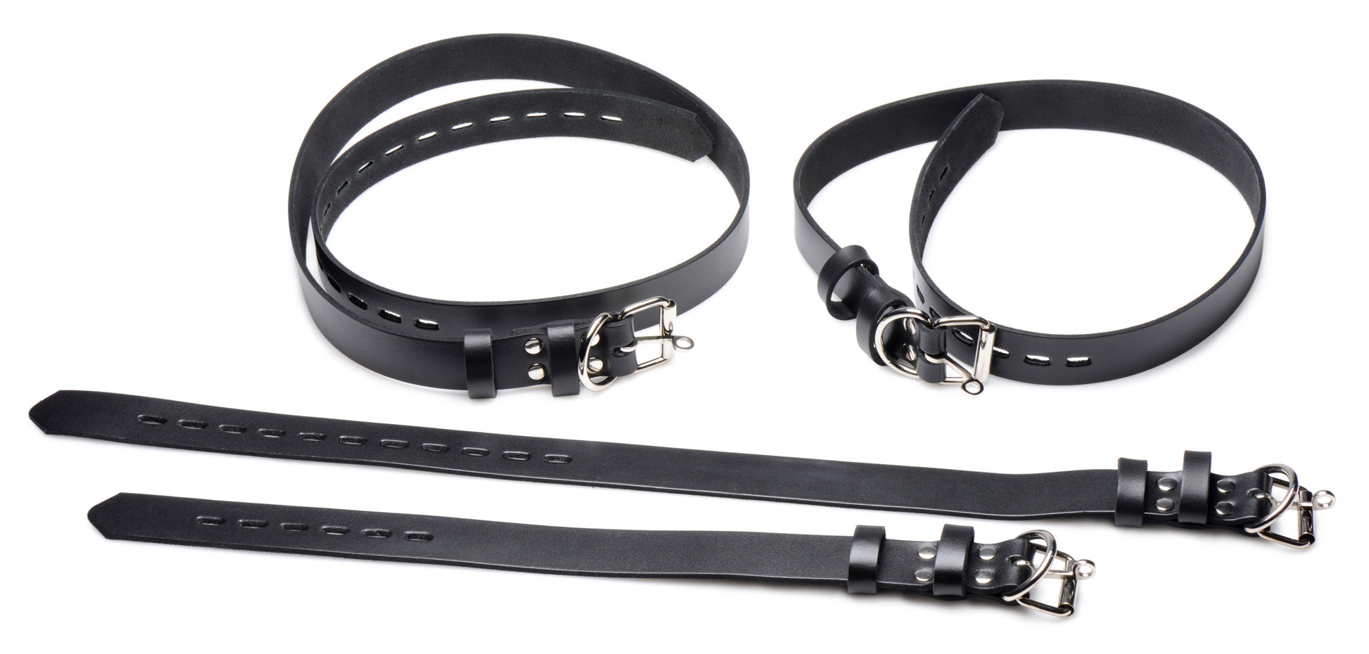 4 Pack Leather Locking Bondage Straps - UABDSM