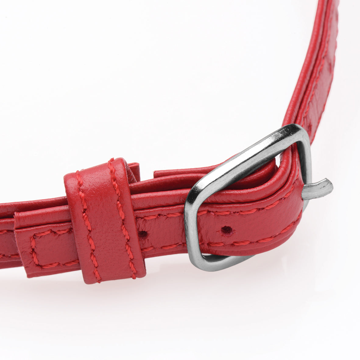 Heart Lock Leather Choker with Lock and Key - Red - UABDSM