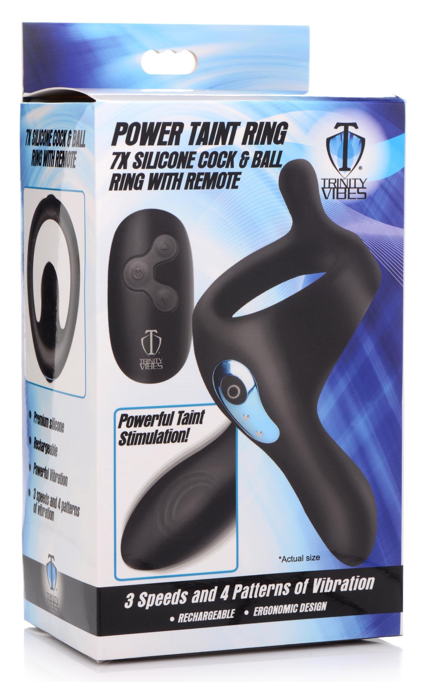 Power Taint 7X Silicone Cock and Ball Ring with Remote - UABDSM