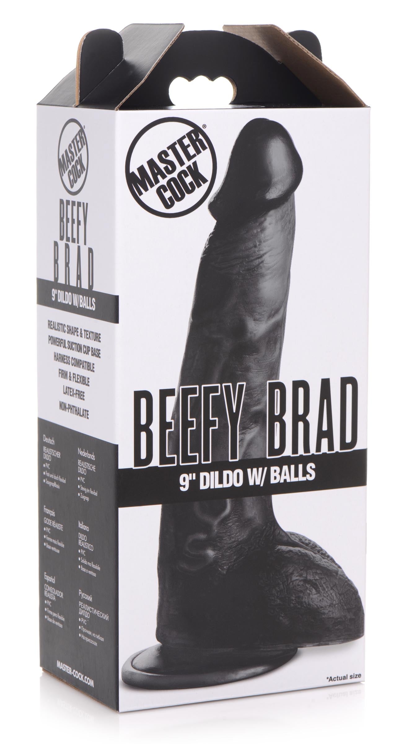 Beefy Brad 9 inch Dildo with Balls - Black - UABDSM