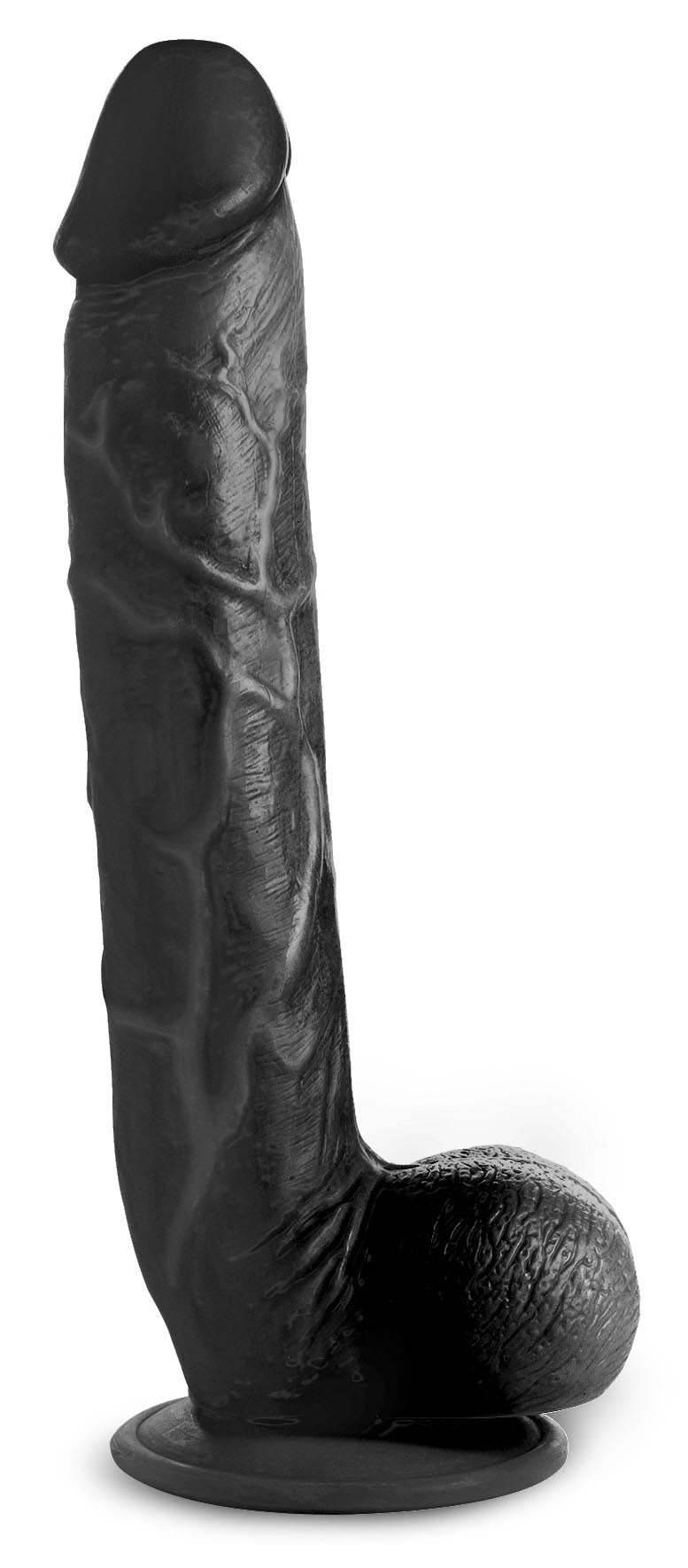 Long Logan 10 Inch Dildo with Balls - Black - UABDSM